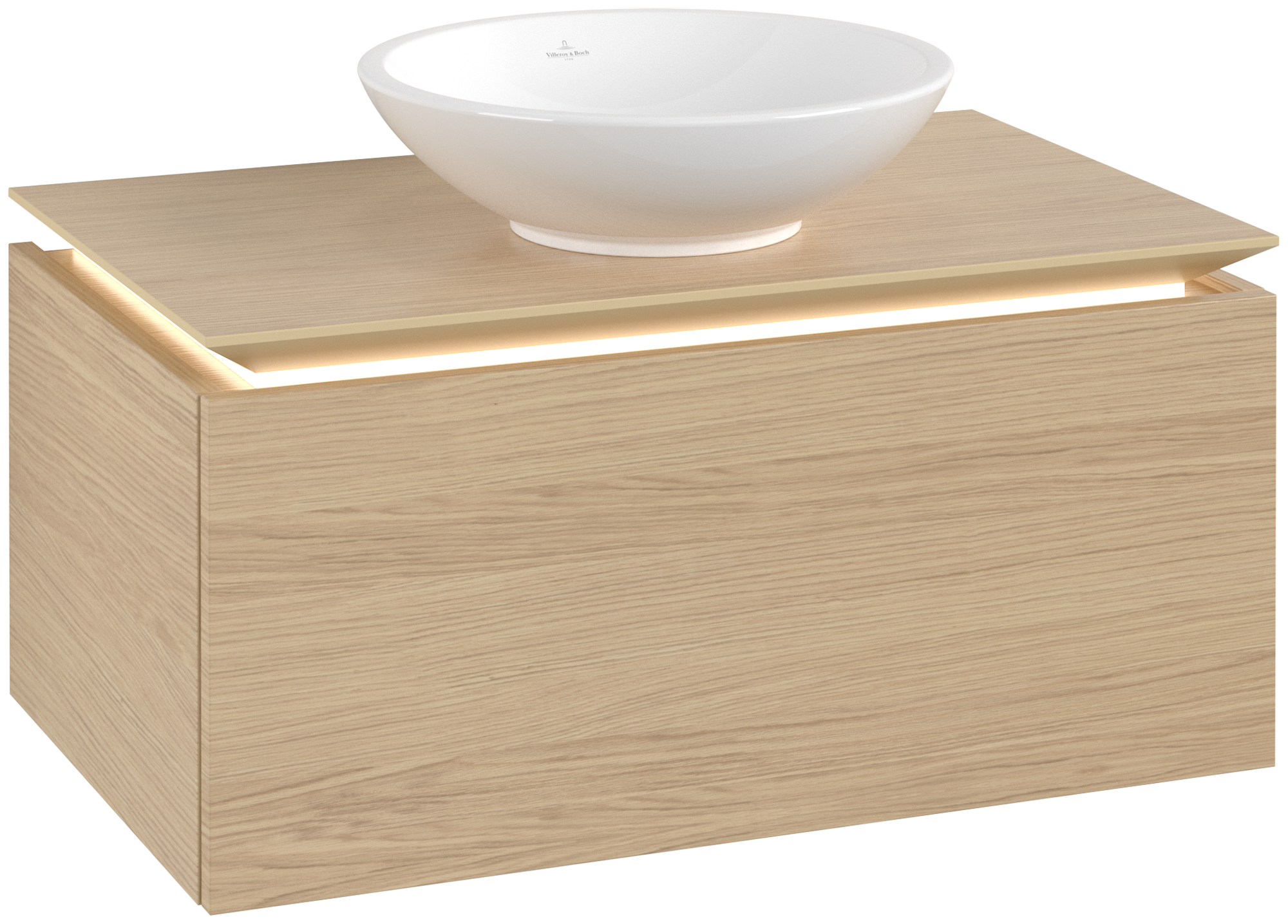 Villeroy & Boch Legato Szafka podumywalkowa, z oświetleniem, 1 element wysuwany, 800x380x500mm, Korpus: Nordic Oak, Front: Nordic Oak