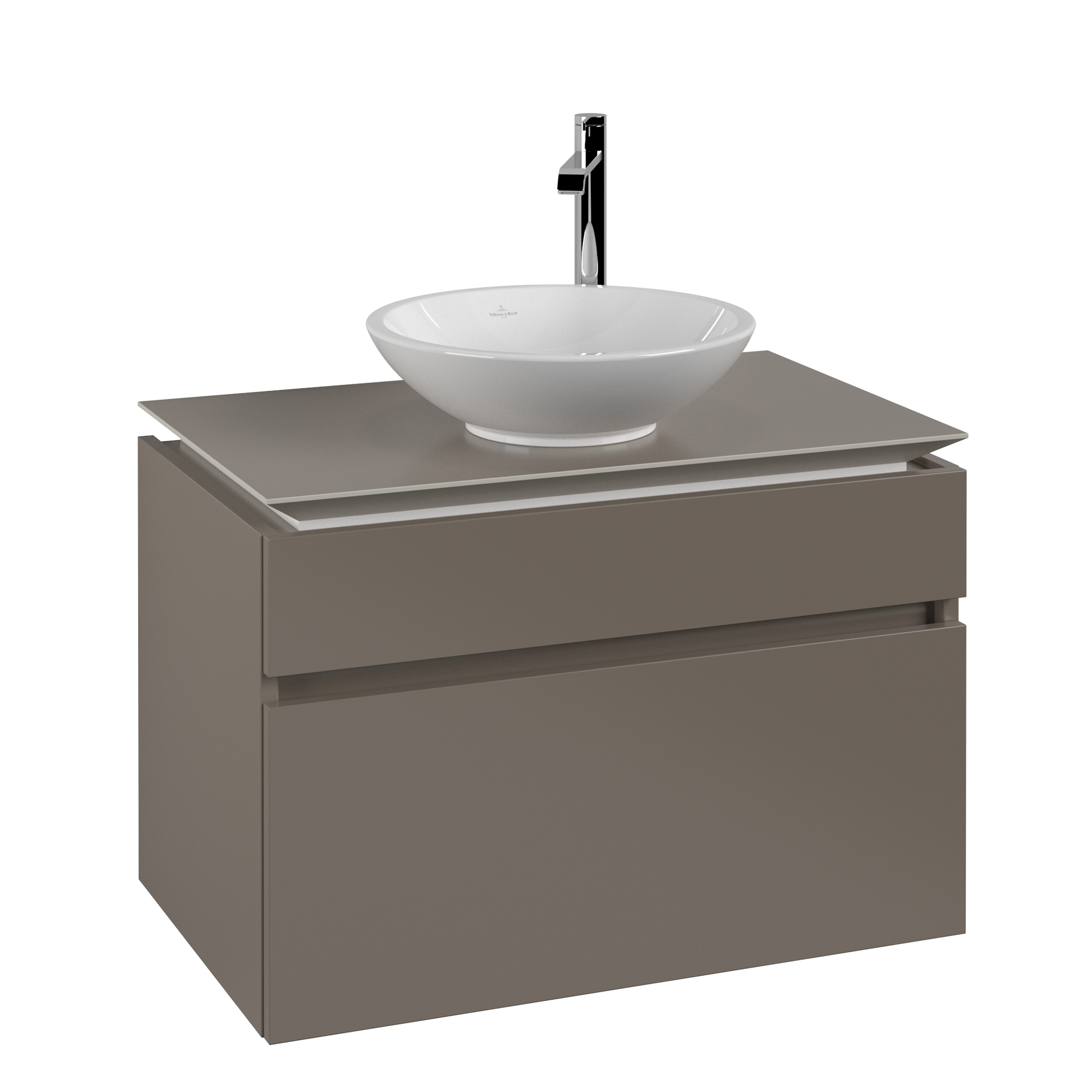 Villeroy & Boch Legato Waschbeckenunterschrank, 2 Auszüge, 800x550x500mm, Korpus: Truffle Grey, Front: Truffle Grey