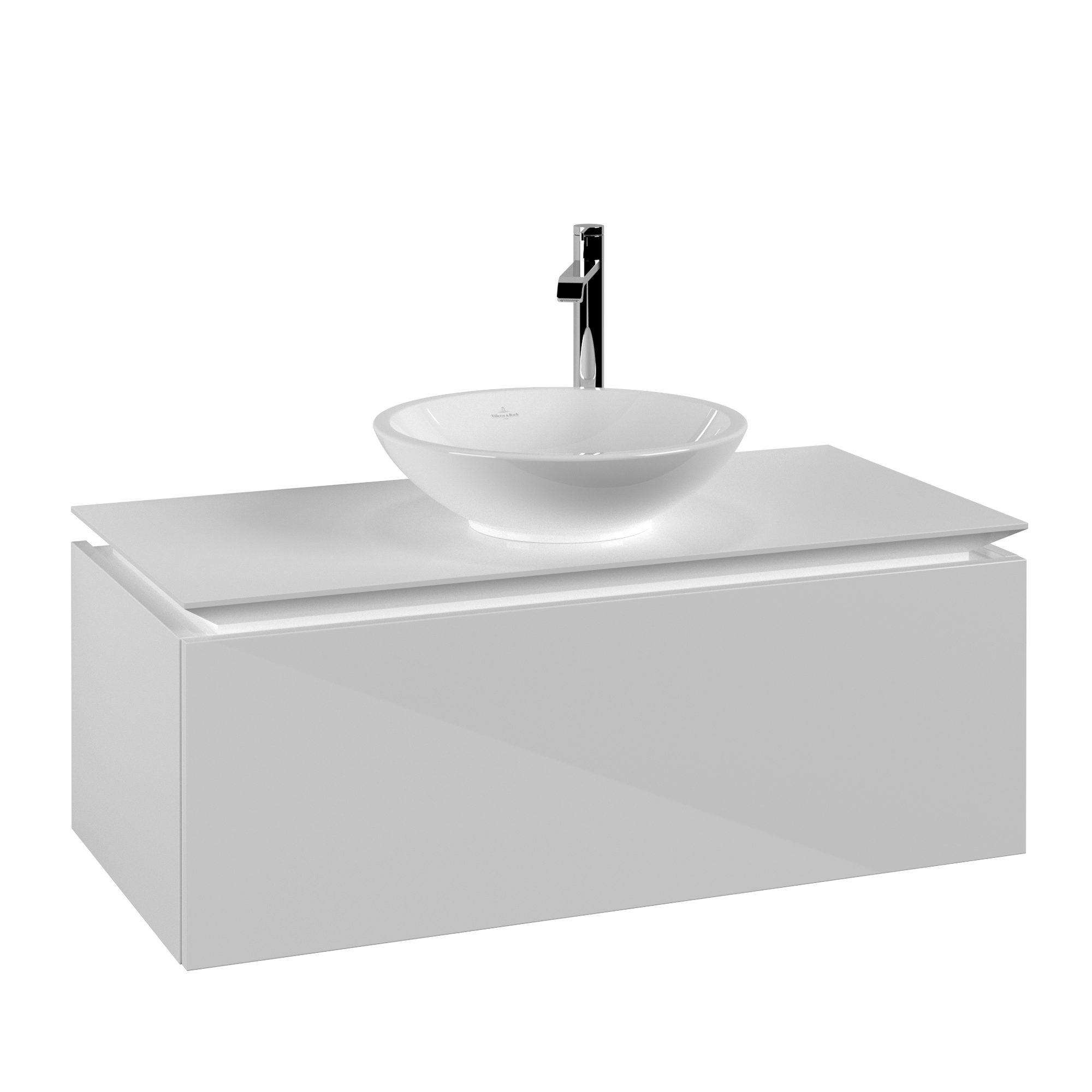 Villeroy & Boch Legato Meuble sous plan, 1 tiroir sur rails, 1000x380x500mm, Caisson: Glossy White, Façade: Glossy White