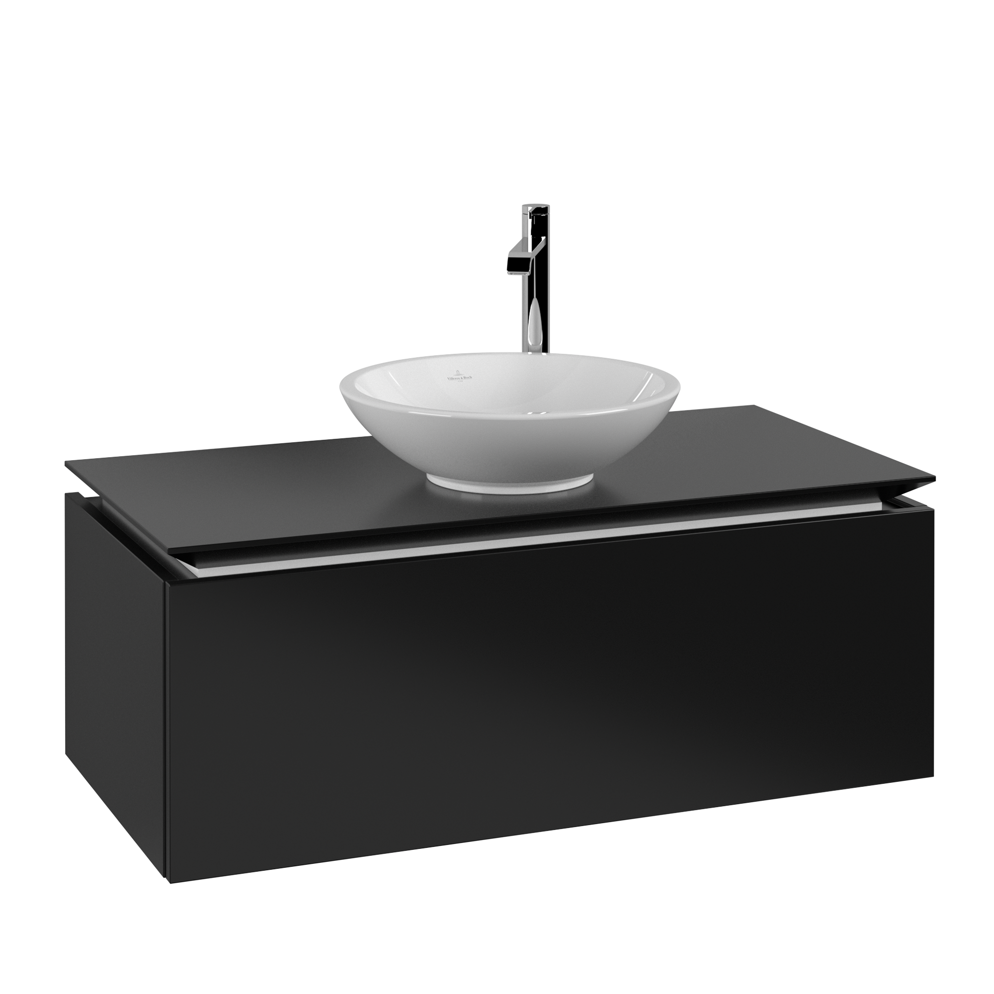 Villeroy & Boch Legato Waschbeckenunterschrank, 1 Auszug, 1000x380x500mm, Korpus: Black Matt Lacquer, Front: Black Matt Lacquer