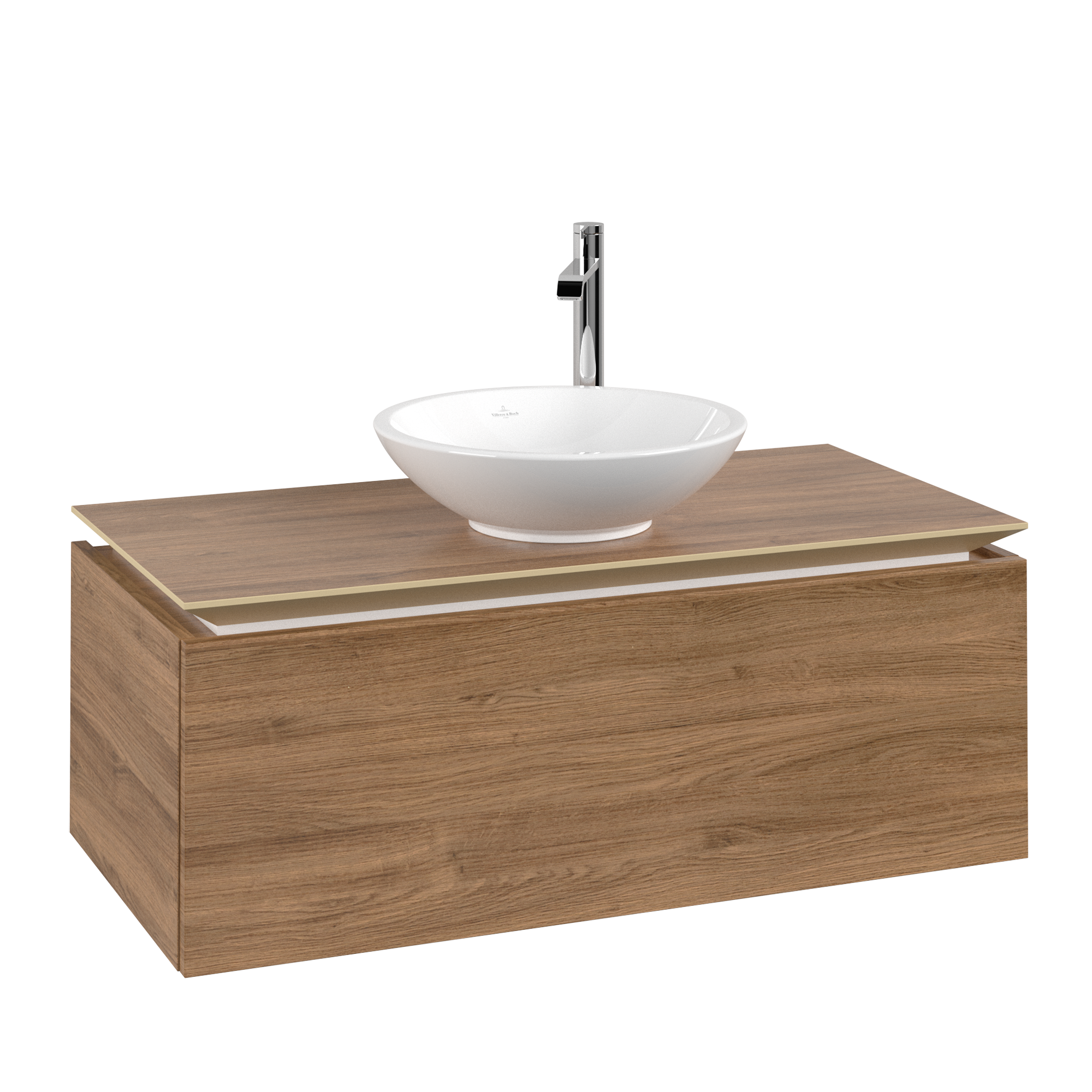 Villeroy & Boch Legato Wastafelonderkast, 1 uittreklade, 1000x380x500mm, Corpus: Oak Kansas, Front: Oak Kansas