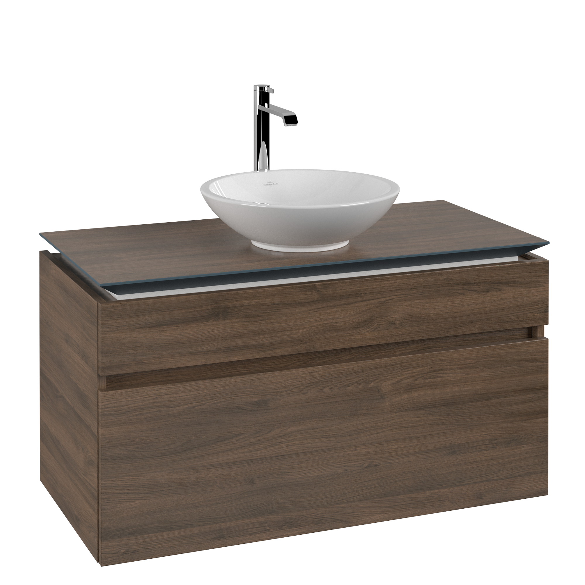 Villeroy & Boch Legato Meuble sous plan, 2 tiroirs sur rails, 1000x550x500mm, Caisson: Arizona Oak, Façade: Arizona Oak