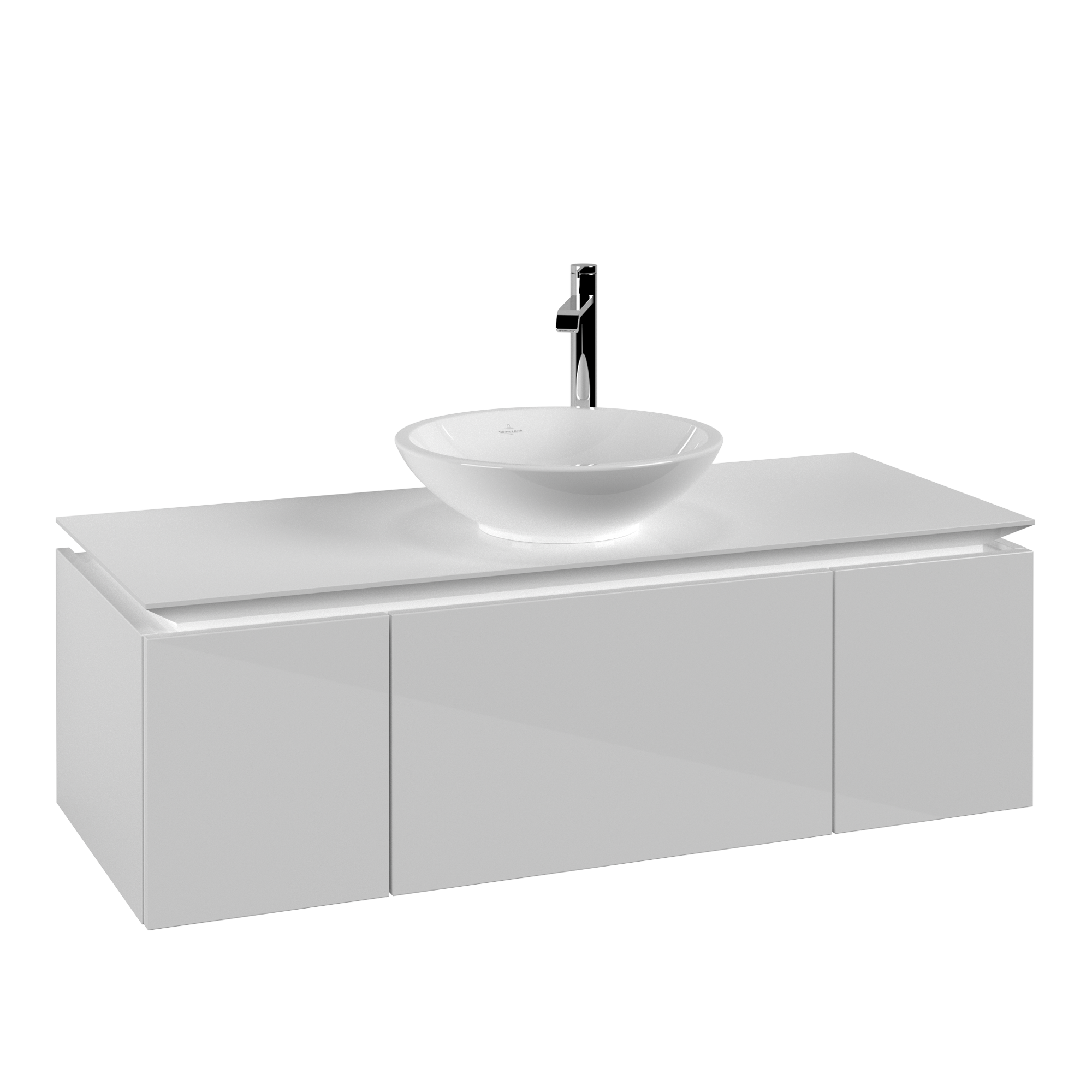 Villeroy & Boch Legato Waschbeckenunterschrank, 3 Auszüge, 1200x380x500mm, Korpus: Glossy White, Front: Glossy White