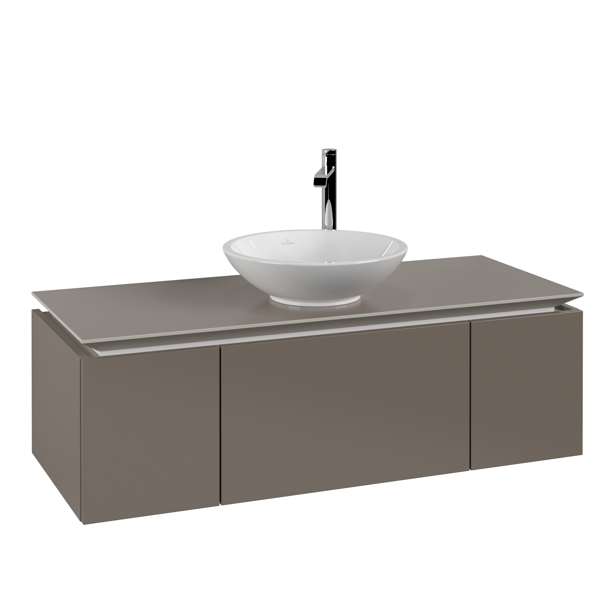Villeroy & Boch Legato Vanity unit, 3 pull-out compartments, 1200x380x500mm, Body: Truffle Grey, Front: Truffle Grey