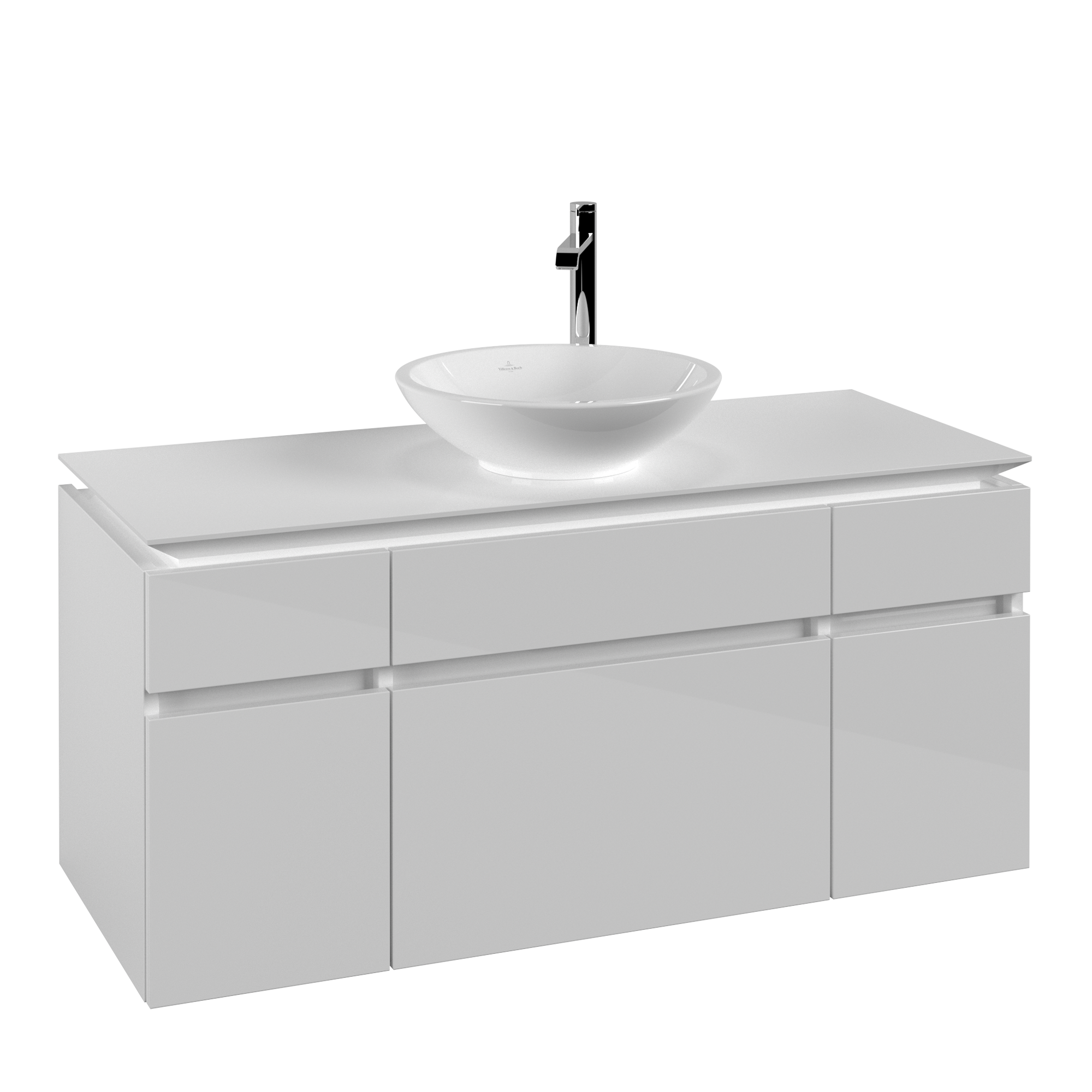 Villeroy & Boch Legato Waschbeckenunterschrank, 5 Auszüge, 1200x550x500mm, Korpus: Glossy White, Front: Glossy White