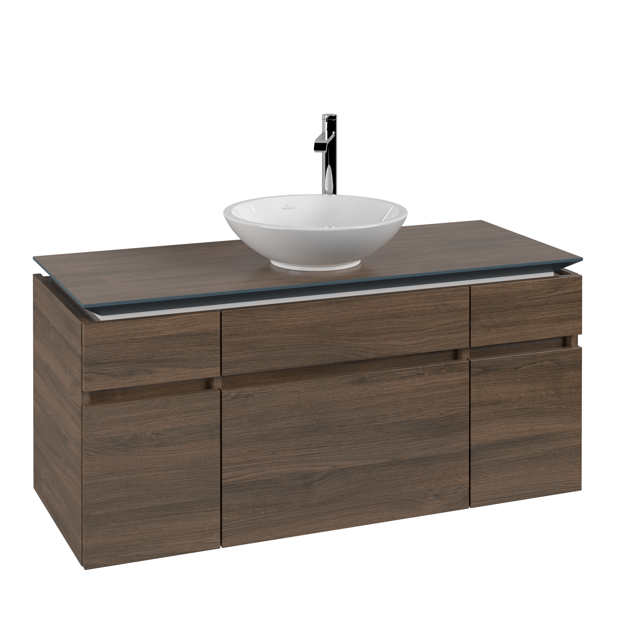 Villeroy & Boch Legato Meuble sous plan, 5 tiroirs sur rails, 1200x550x500mm, Caisson: Arizona Oak, Façade: Arizona Oak