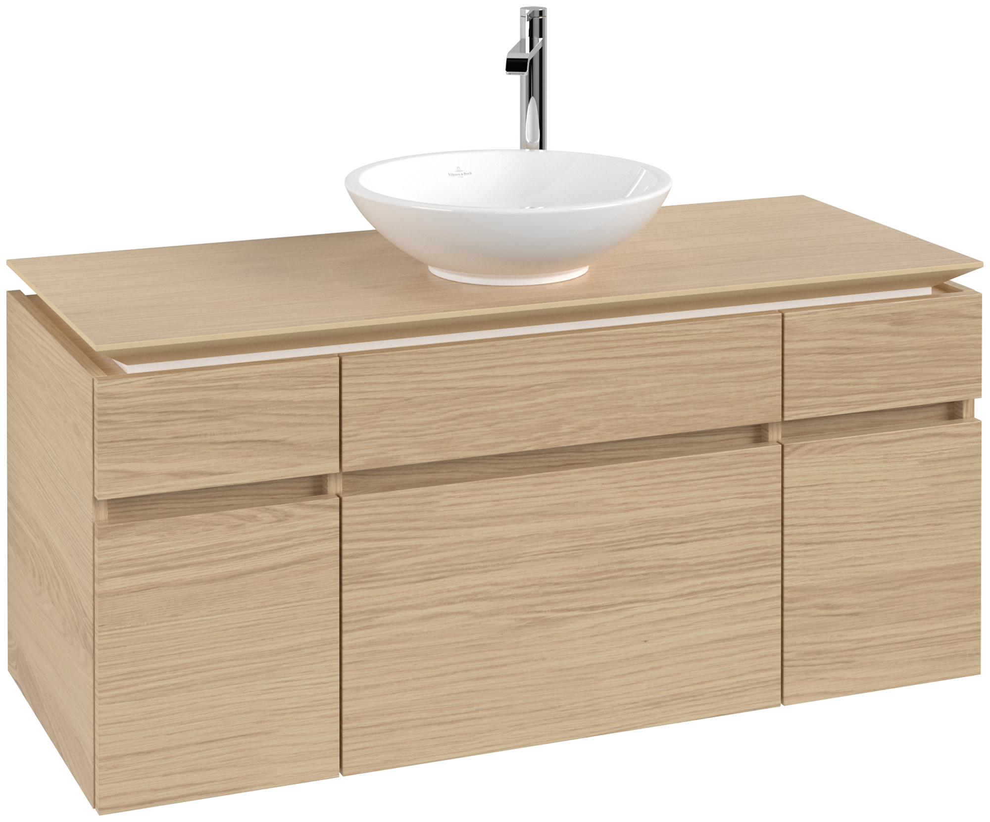 Villeroy & Boch Legato Servantskap, 5 uttrekkbare rom, 1200x550x500mm, Kropp: Nordic Oak, Front: Nordic Oak
