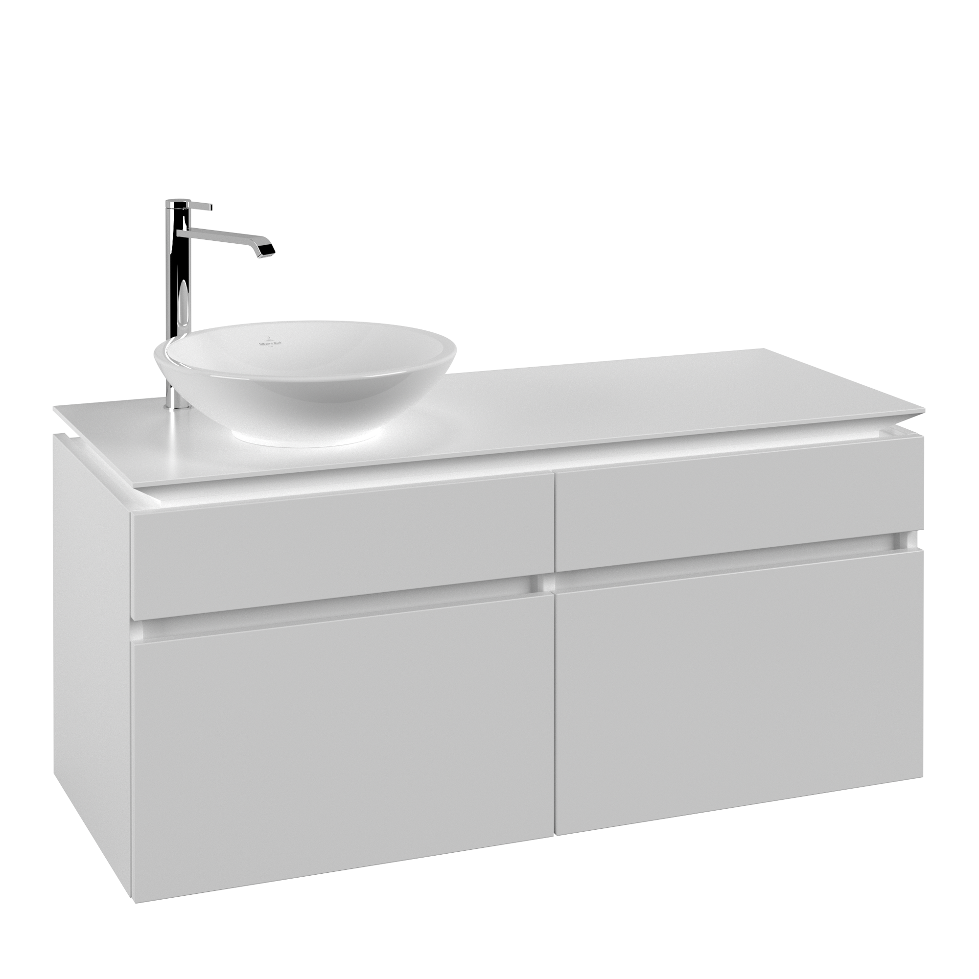 Villeroy & Boch Legato Meuble sous plan, 4 tiroirs sur rails, 1200x550x500mm, Caisson: White Matt, Façade: White Matt