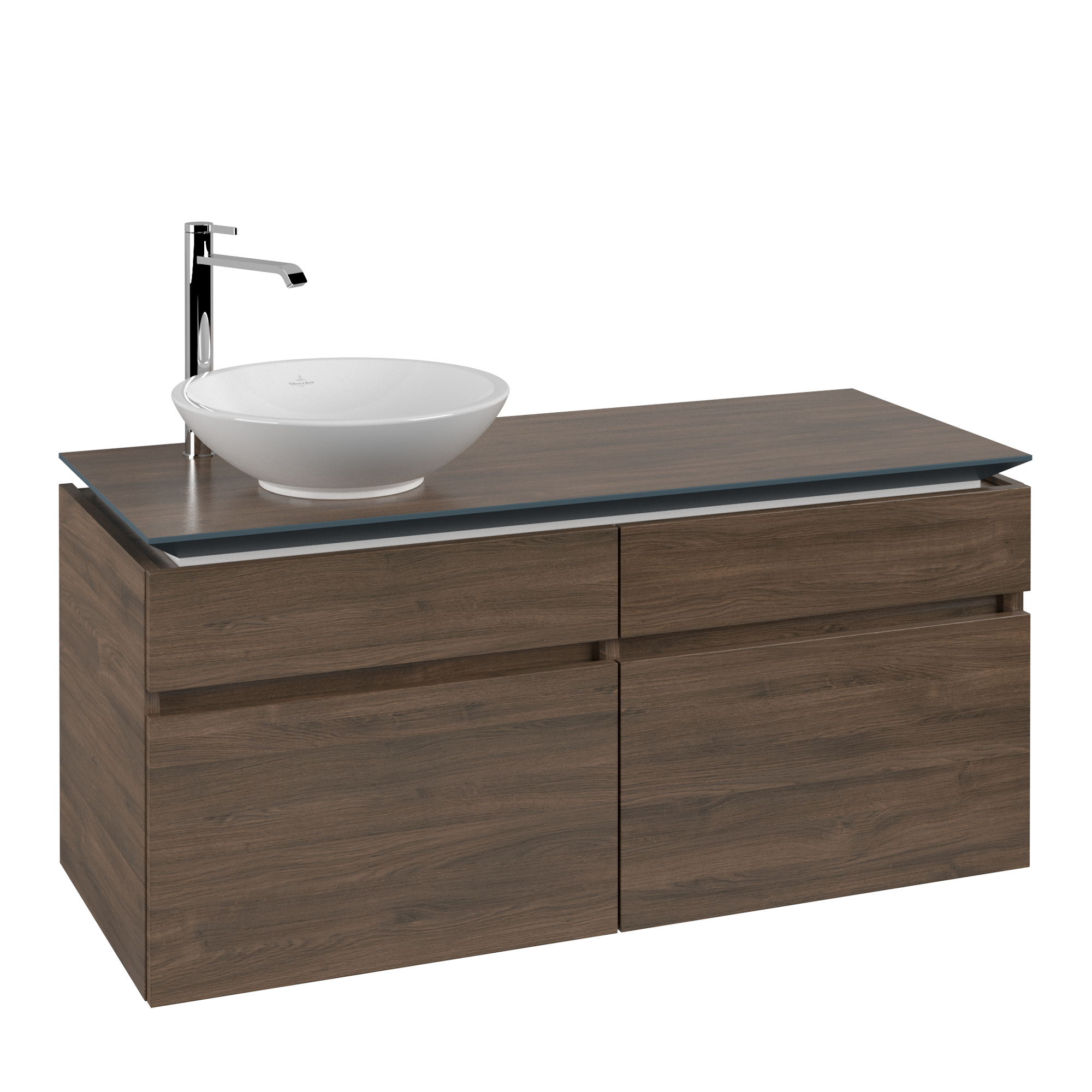 Villeroy & Boch Legato Wastafelonderkast, 4 uittrekladen, 1200x550x500mm, Corpus: Arizona Oak, Front: Arizona Oak