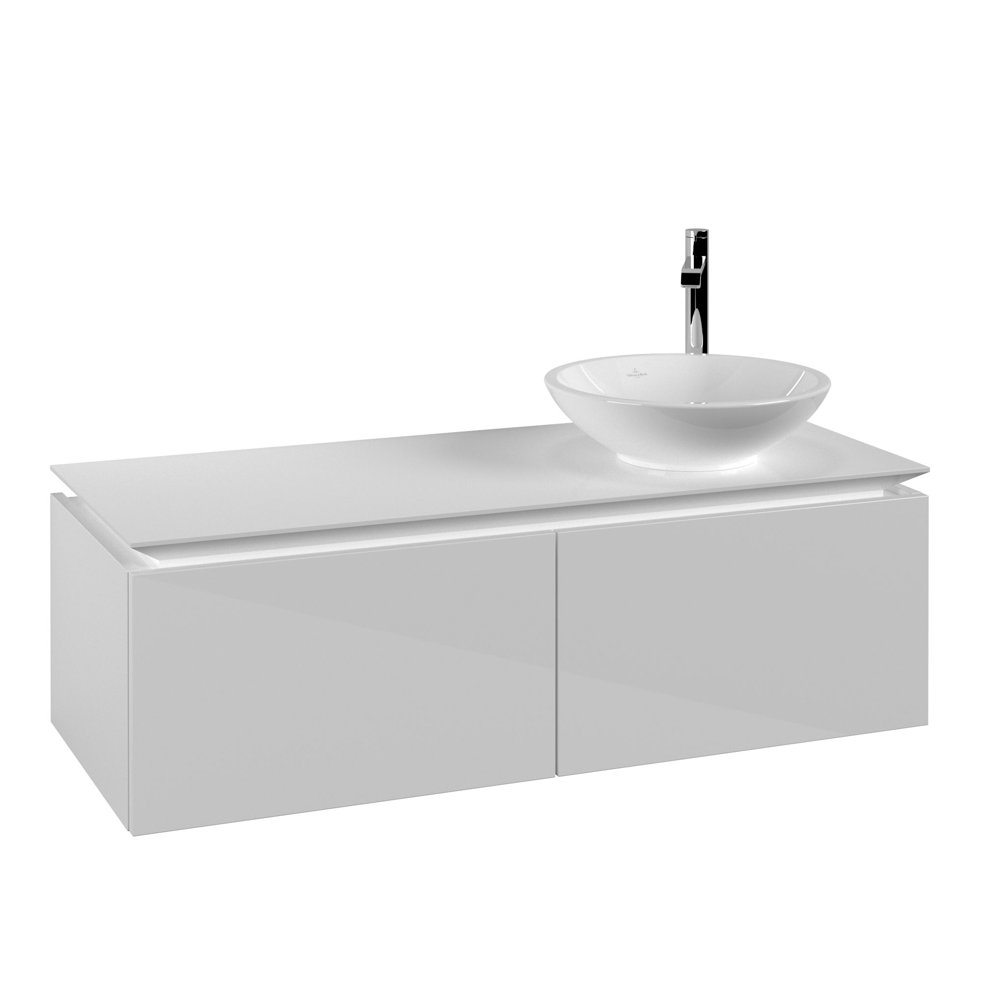 Villeroy & Boch Legato Waschbeckenunterschrank, 2 Auszüge, 1200x380x500mm, Korpus: Glossy White, Front: Glossy White