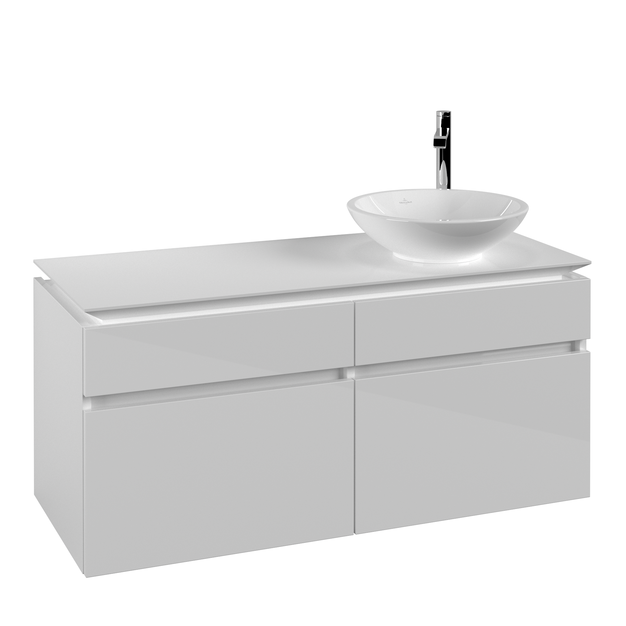 Villeroy & Boch Legato Waschbeckenunterschrank, 4 Auszüge, 1200x550x500mm, Korpus: Glossy White, Front: Glossy White