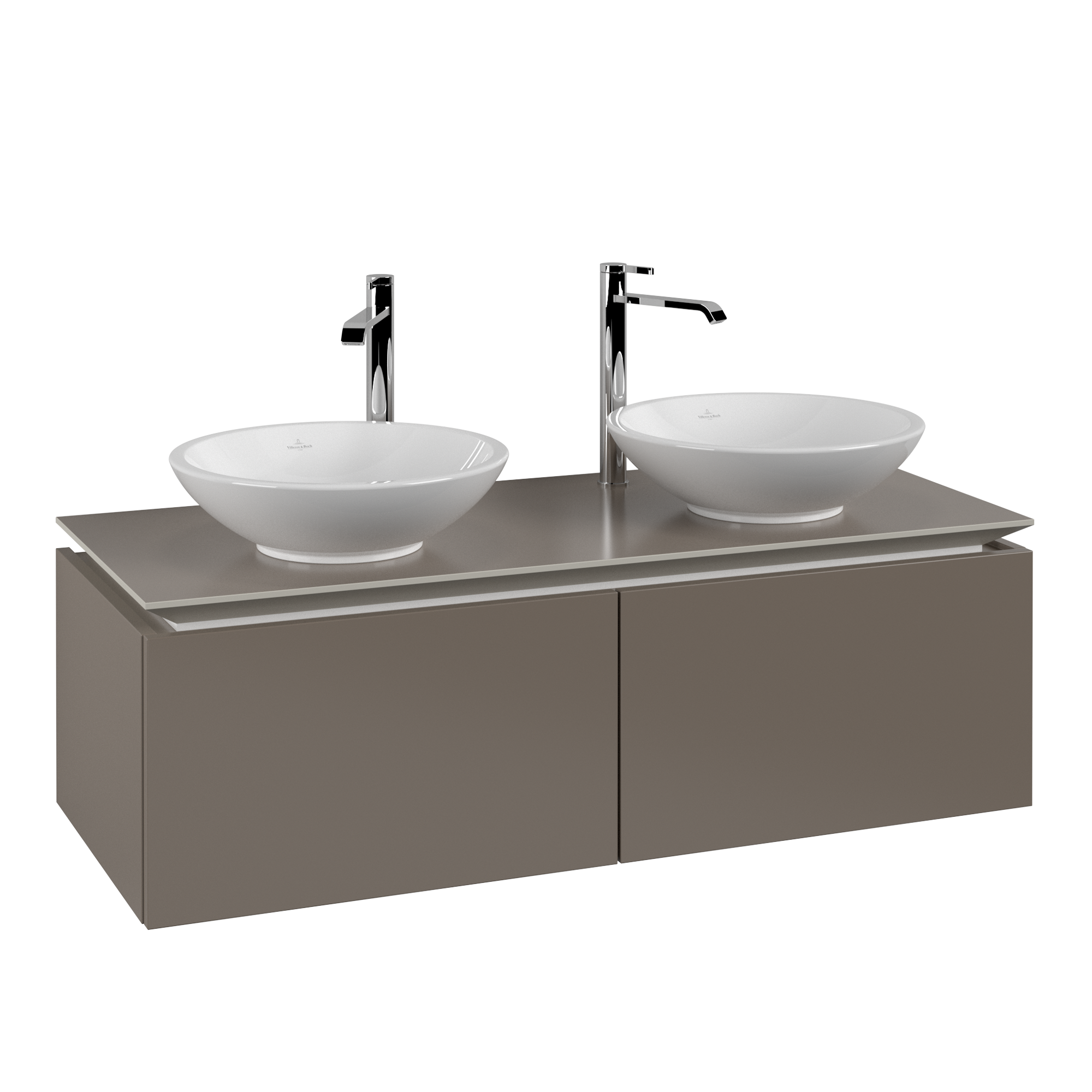 Villeroy & Boch Legato Vanity unit, 2 pull-out compartments, 1200x380x500mm, Body: Truffle Grey, Front: Truffle Grey