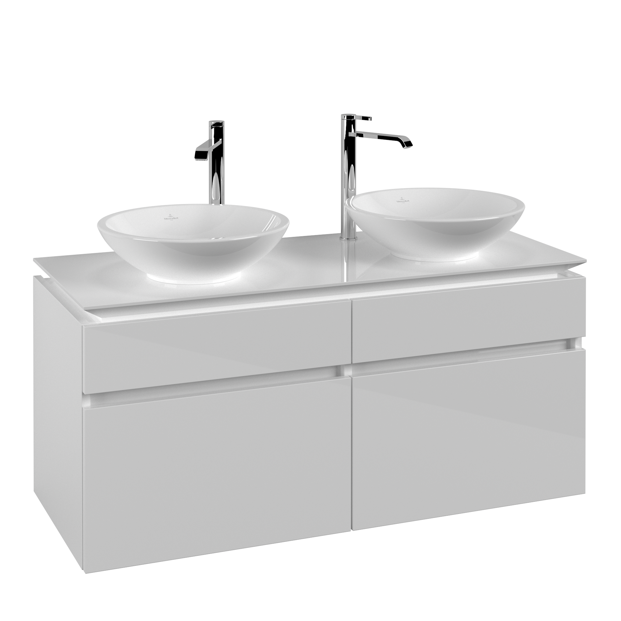 Villeroy & Boch Legato Vanity unit, 4 pull-out compartments, 1200x550x500mm, Body: Glossy White, Front: Glossy White