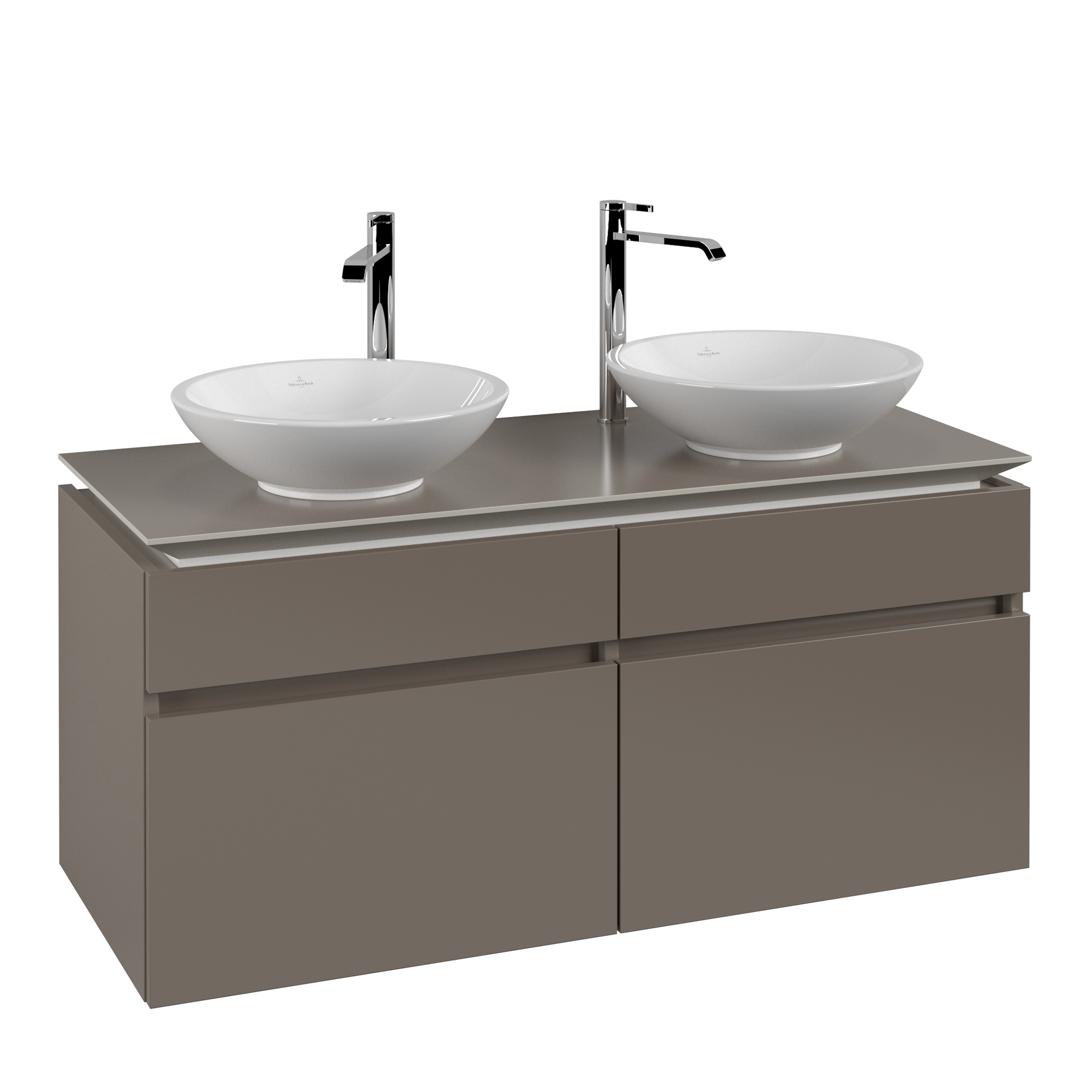 Villeroy & Boch Legato Meuble sous plan, 4 tiroirs sur rails, 1200x550x500mm, Caisson: Truffle Grey, Façade: Truffle Grey