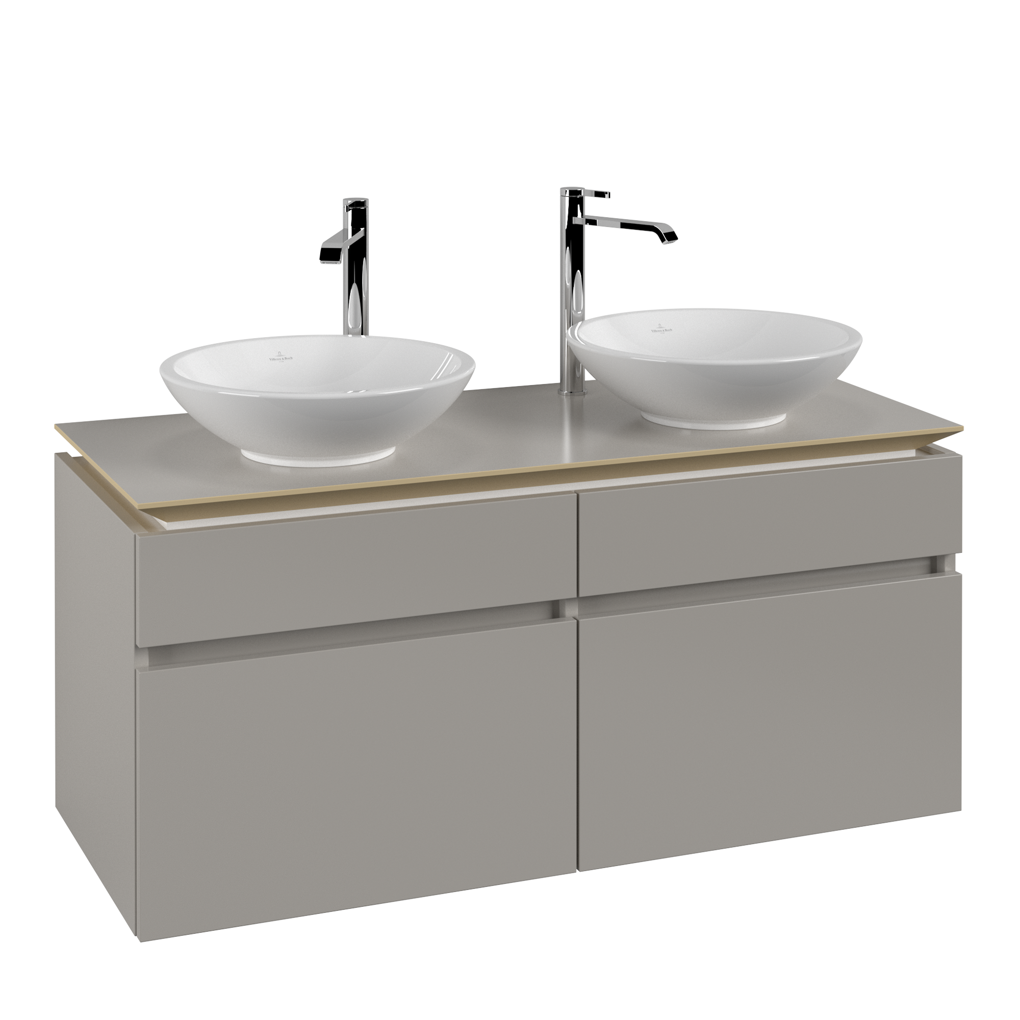 Villeroy & Boch Legato Waschbeckenunterschrank, 4 Auszüge, 1200x550x500mm, Korpus: Soft Grey, Front: Soft Grey
