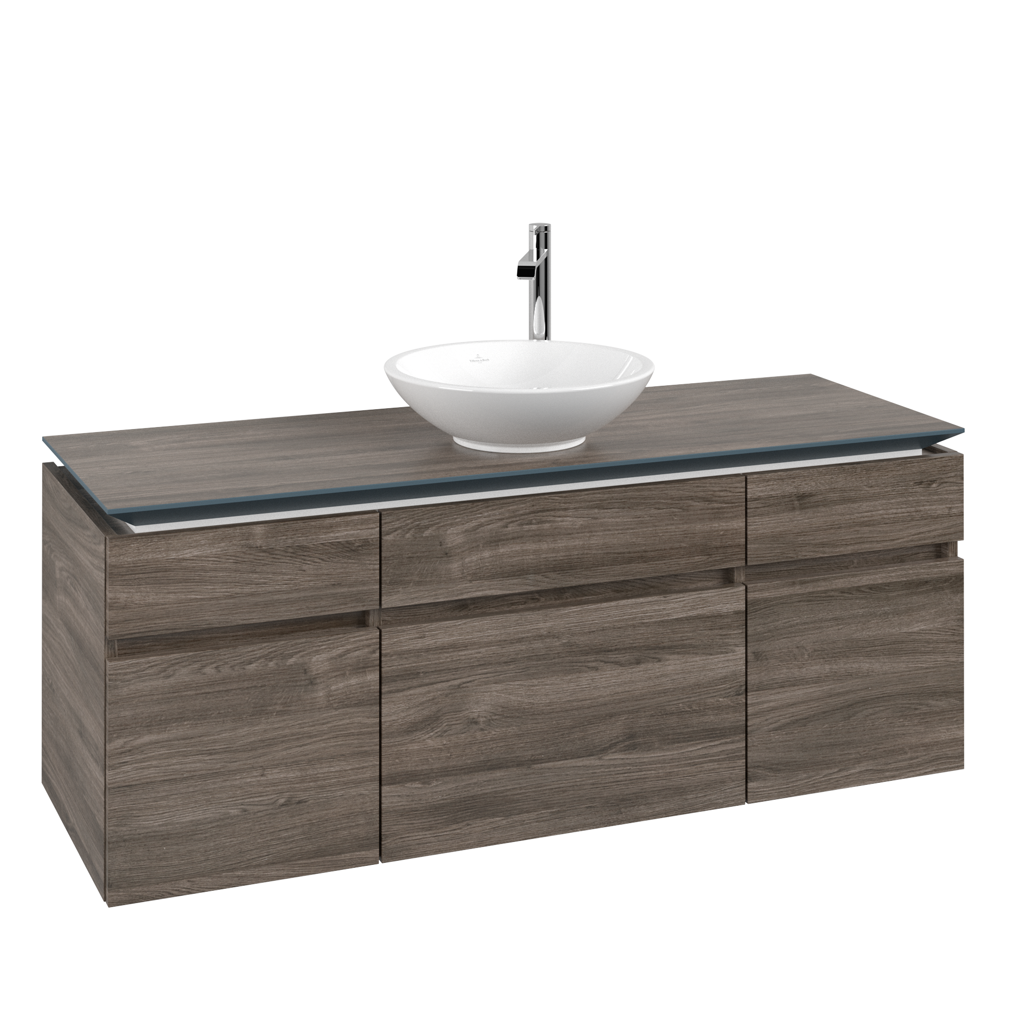 Villeroy & Boch Legato Vanity unit, 5 pull-out compartments, 1400x550x500mm, Body: Stone Oak, Front: Stone Oak