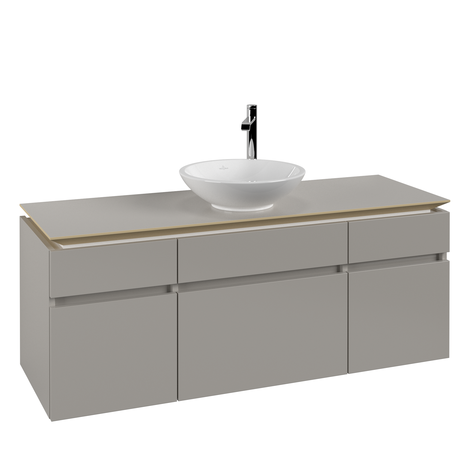 Villeroy & Boch Legato Waschbeckenunterschrank, 5 Auszüge, 1400x550x500mm, Korpus: Soft Grey, Front: Soft Grey
