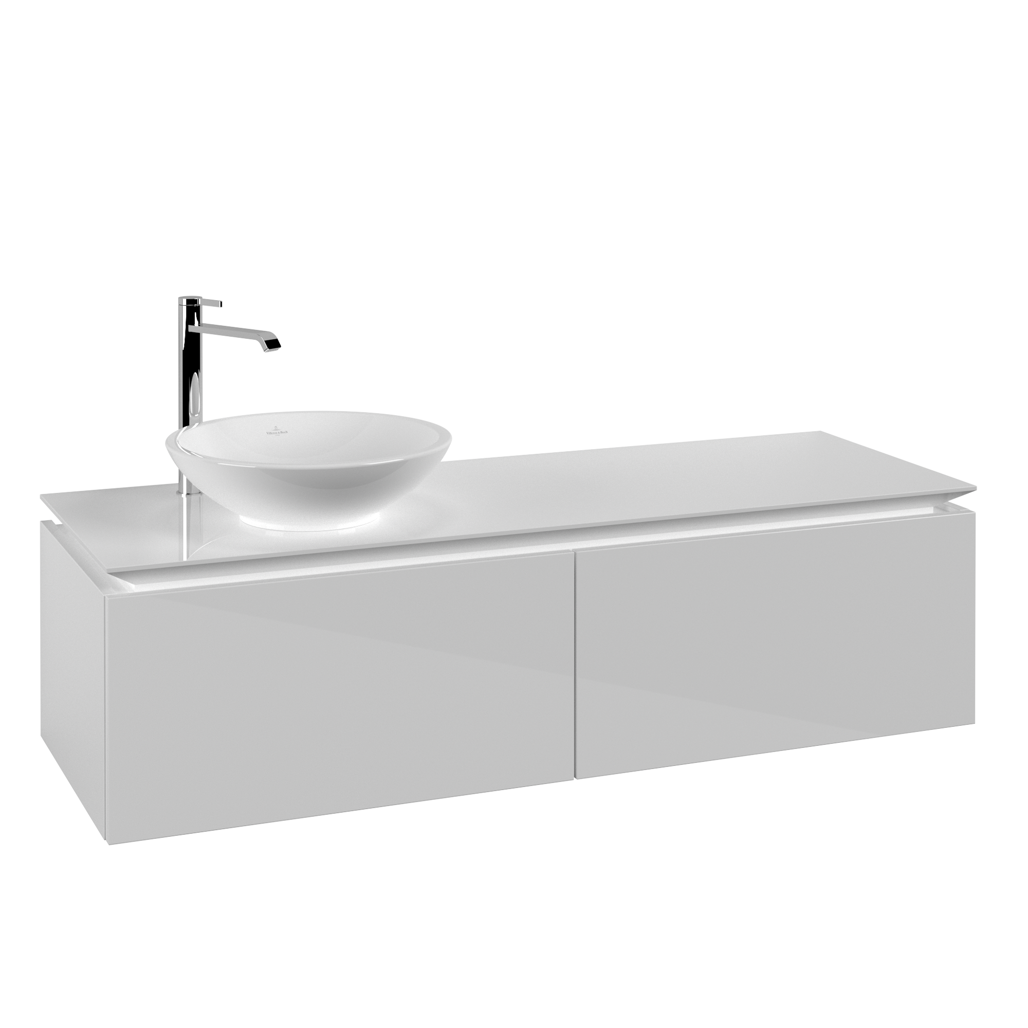 Villeroy & Boch Legato Waschbeckenunterschrank, 2 Auszüge, 1400x380x500mm, Korpus: Glossy White, Front: Glossy White