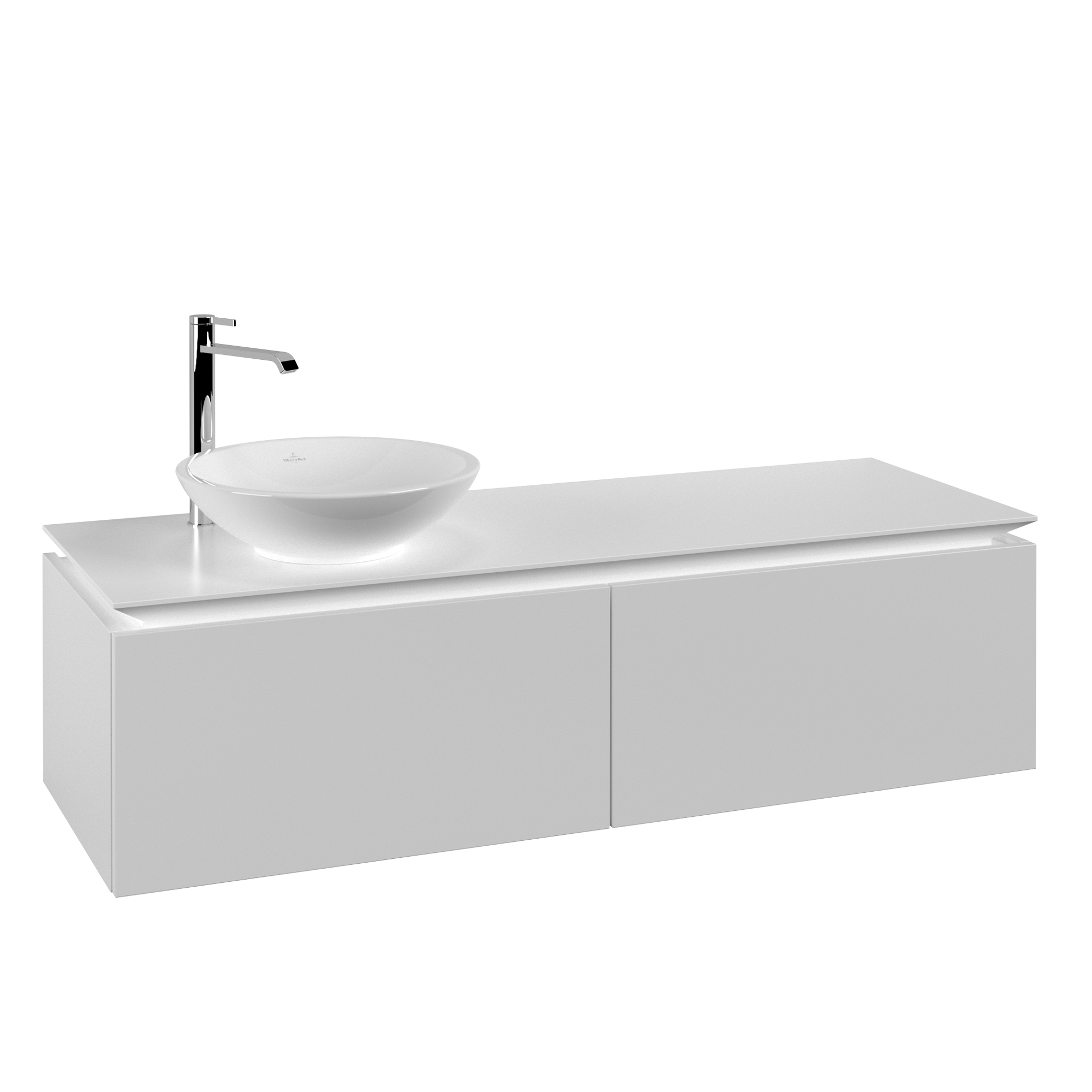 Villeroy & Boch Legato Meuble sous plan, 2 tiroirs sur rails, 1400x380x500mm, Caisson: White Matt, Façade: White Matt