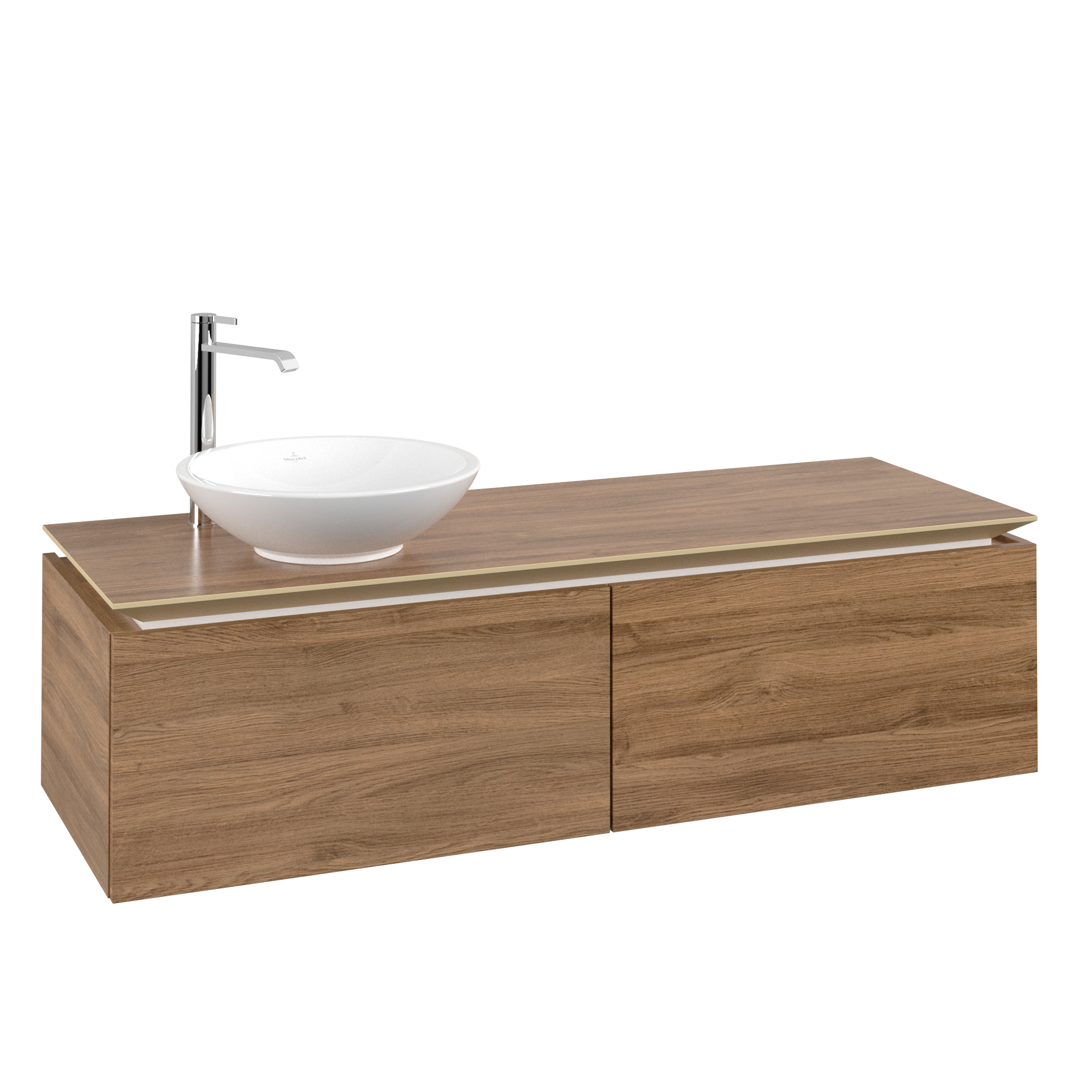 Villeroy & Boch Legato Wastafelonderkast, 2 uittrekladen, 1400x380x500mm, Corpus: Oak Kansas, Front: Oak Kansas