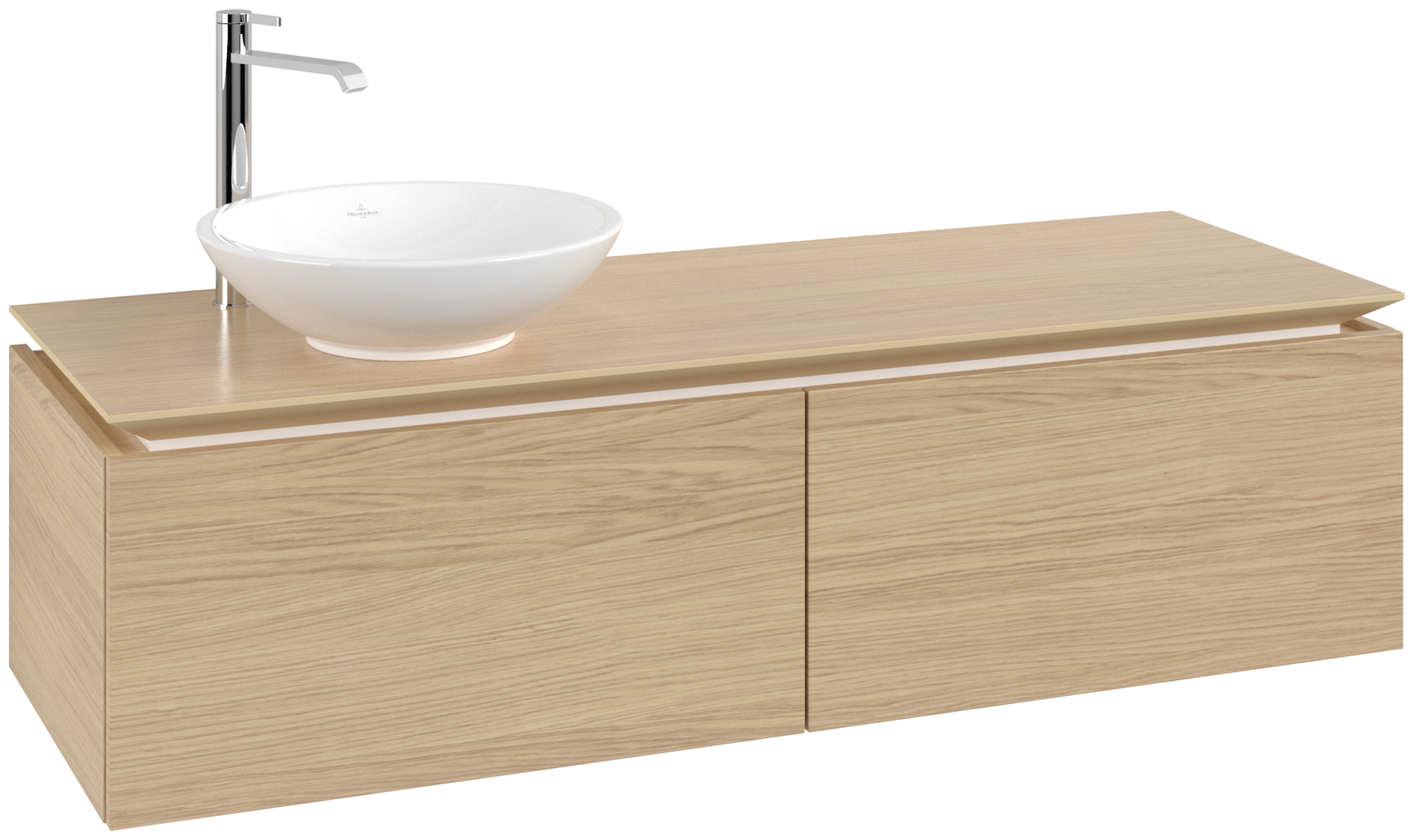 Villeroy & Boch Legato Meuble sous plan, 2 tiroirs sur rails, 1400x380x500mm, Caisson: Nordic Oak, Façade: Nordic Oak