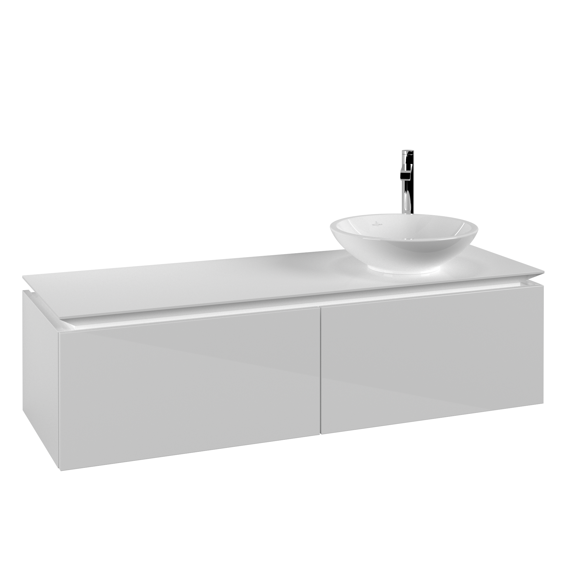 Villeroy & Boch Legato Waschbeckenunterschrank, 2 Auszüge, 1400x380x500mm, Korpus: Glossy White, Front: Glossy White