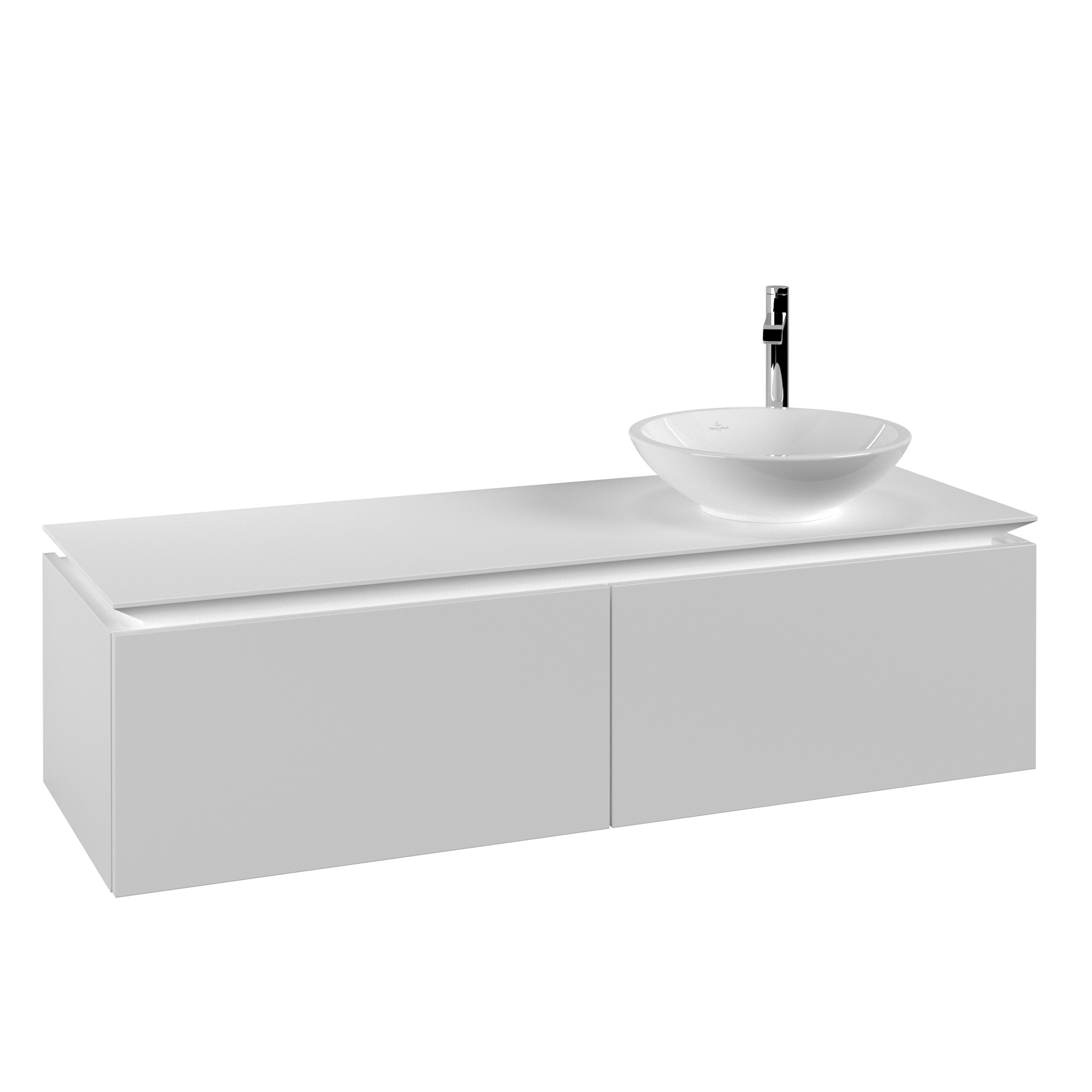 Villeroy & Boch Legato Wastafelonderkast, 2 uittrekladen, 1400x380x500mm, Corpus: White Matt, Front: White Matt