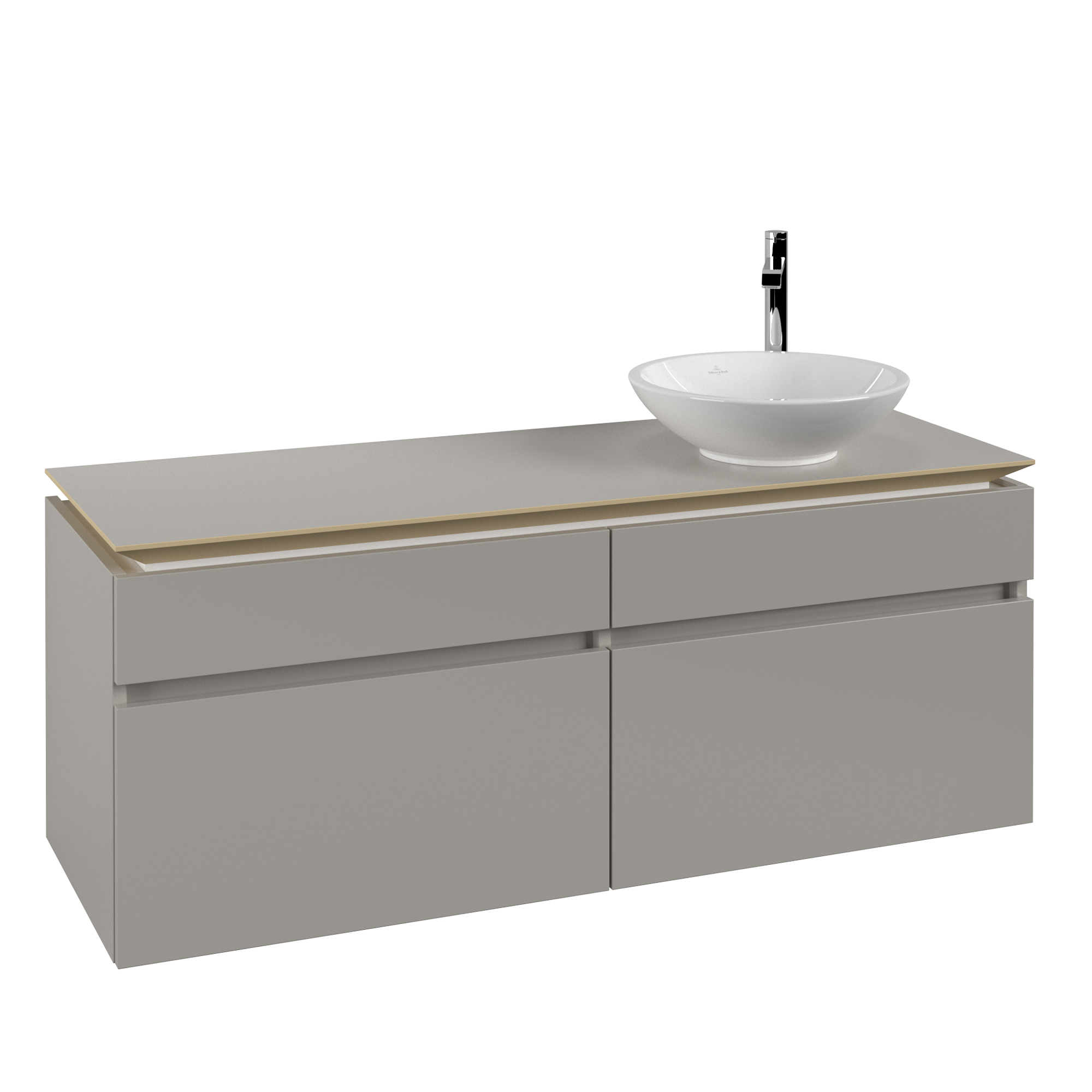Villeroy & Boch Legato Waschbeckenunterschrank, 4 Auszüge, 1400x550x500mm, Korpus: Soft Grey, Front: Soft Grey