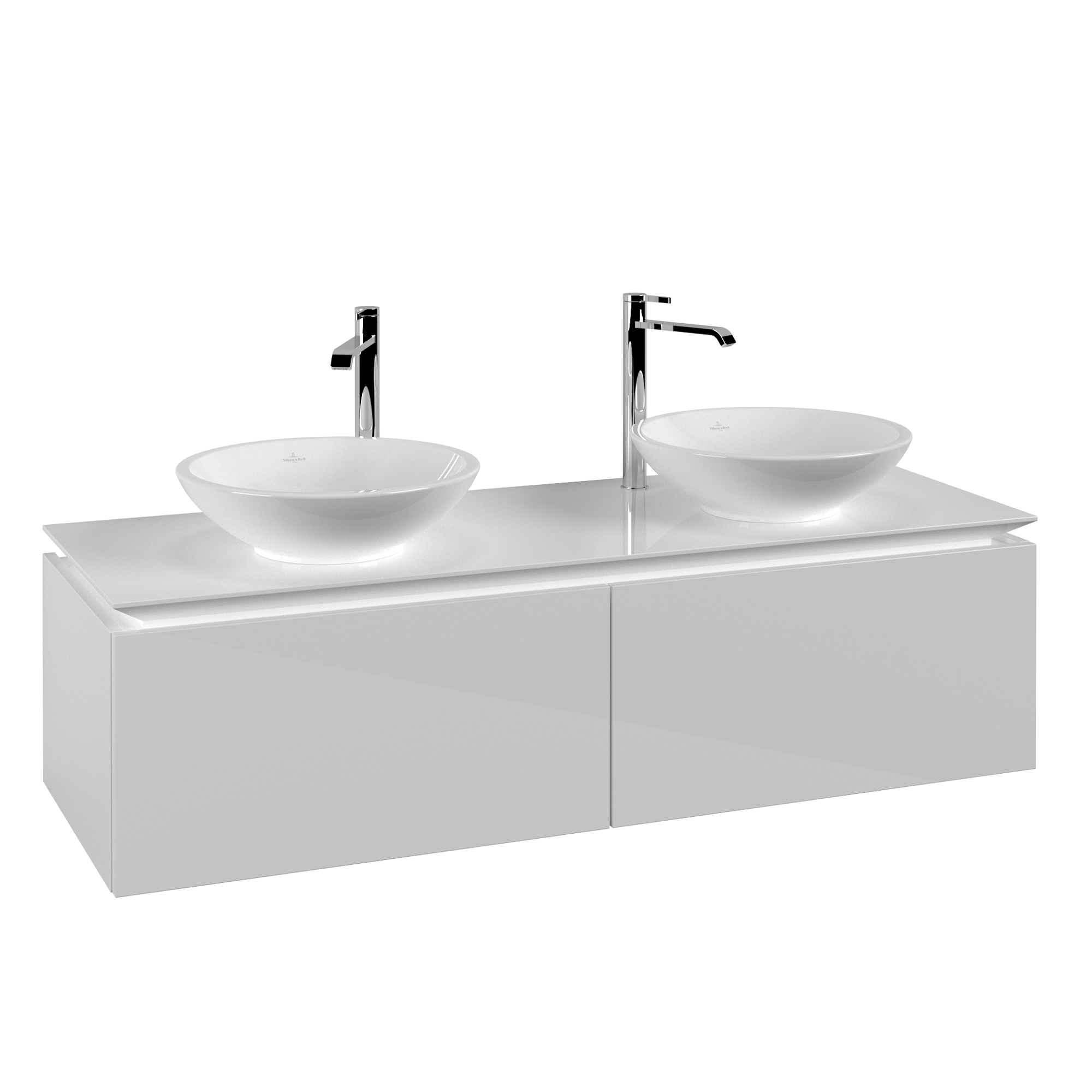 Villeroy & Boch Legato Waschbeckenunterschrank, 2 Auszüge, 1400x380x500mm, Korpus: Glossy White, Front: Glossy White