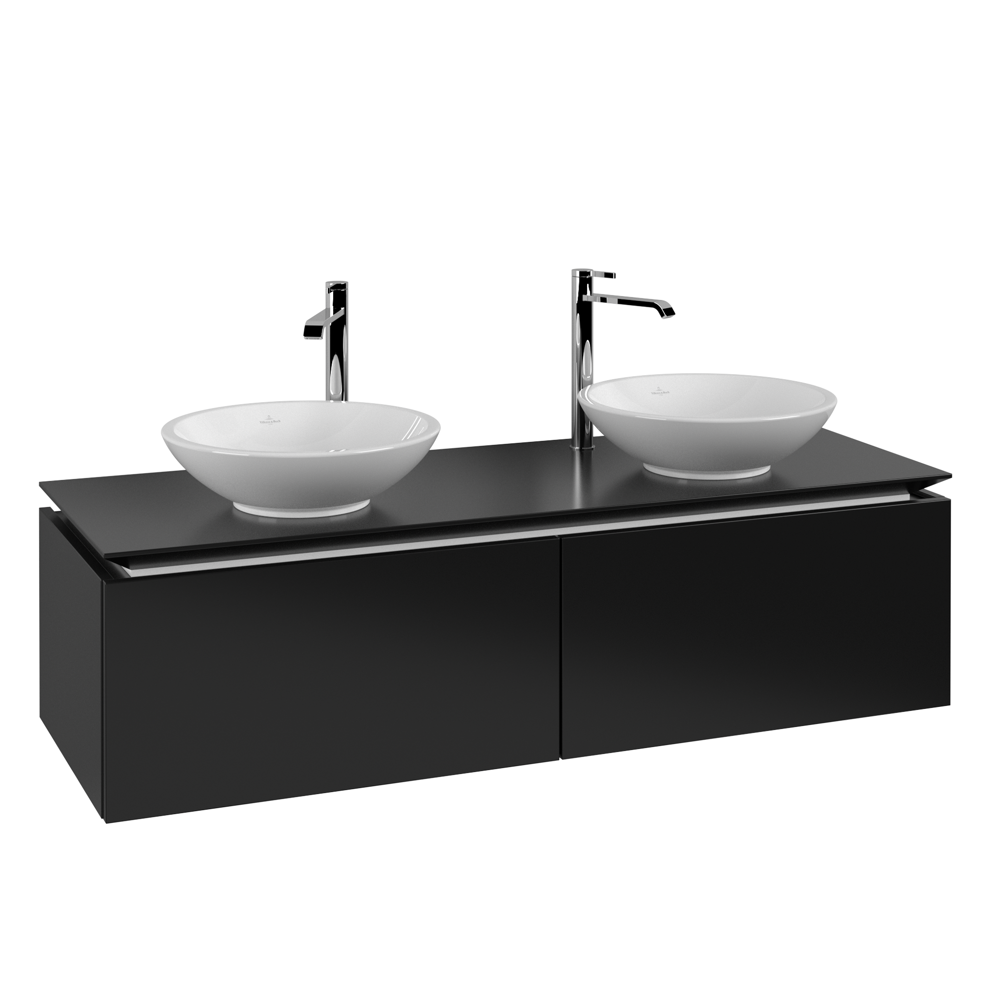 Villeroy & Boch Legato Waschbeckenunterschrank, 2 Auszüge, 1400x380x500mm, Korpus: Black Matt Lacquer, Front: Black Matt Lacquer