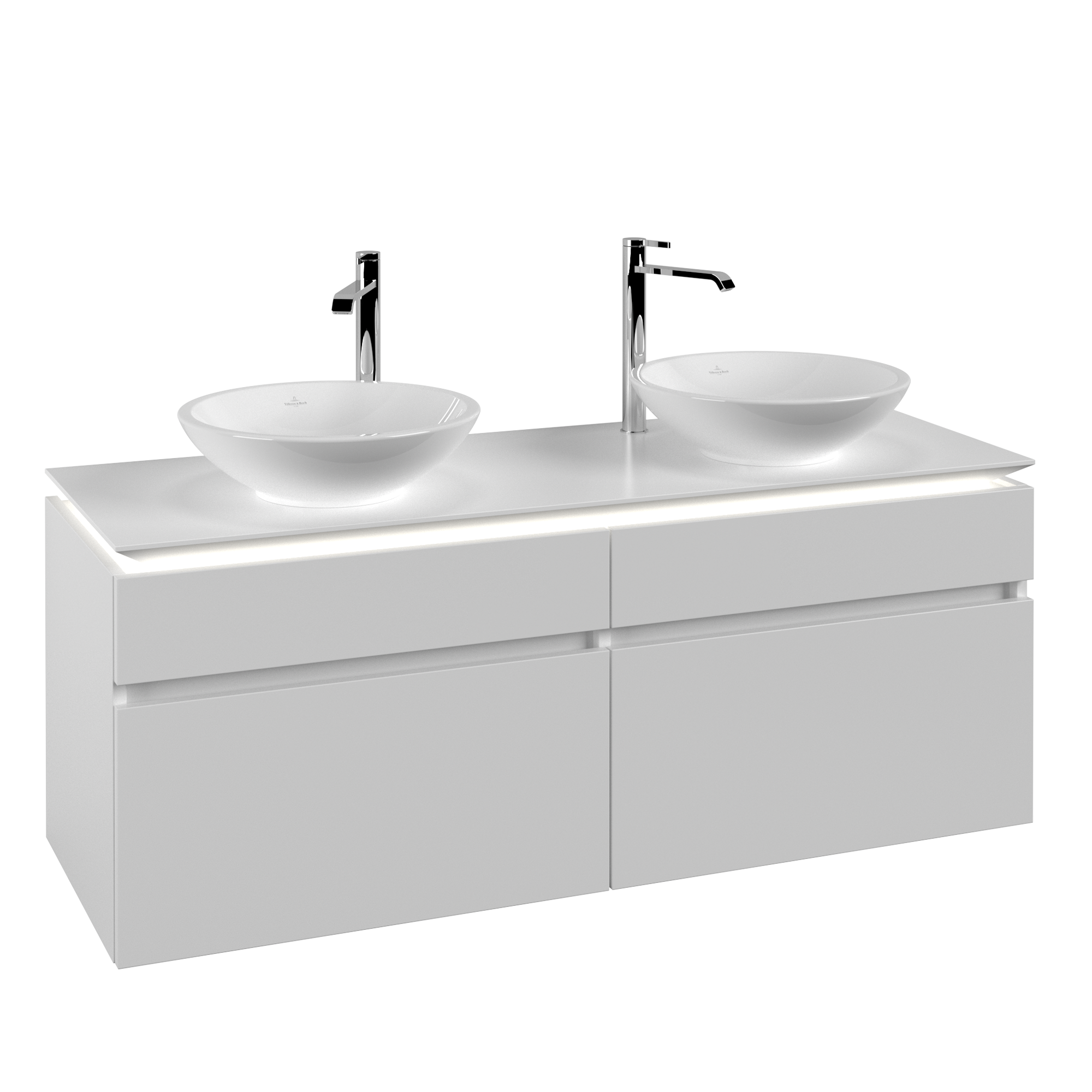 Villeroy & Boch Legato Szafka podumywalkowa, z oświetleniem, 4 elementy wysuwane, 1400x550x500mm, Korpus: White Matt, Front: White Matt