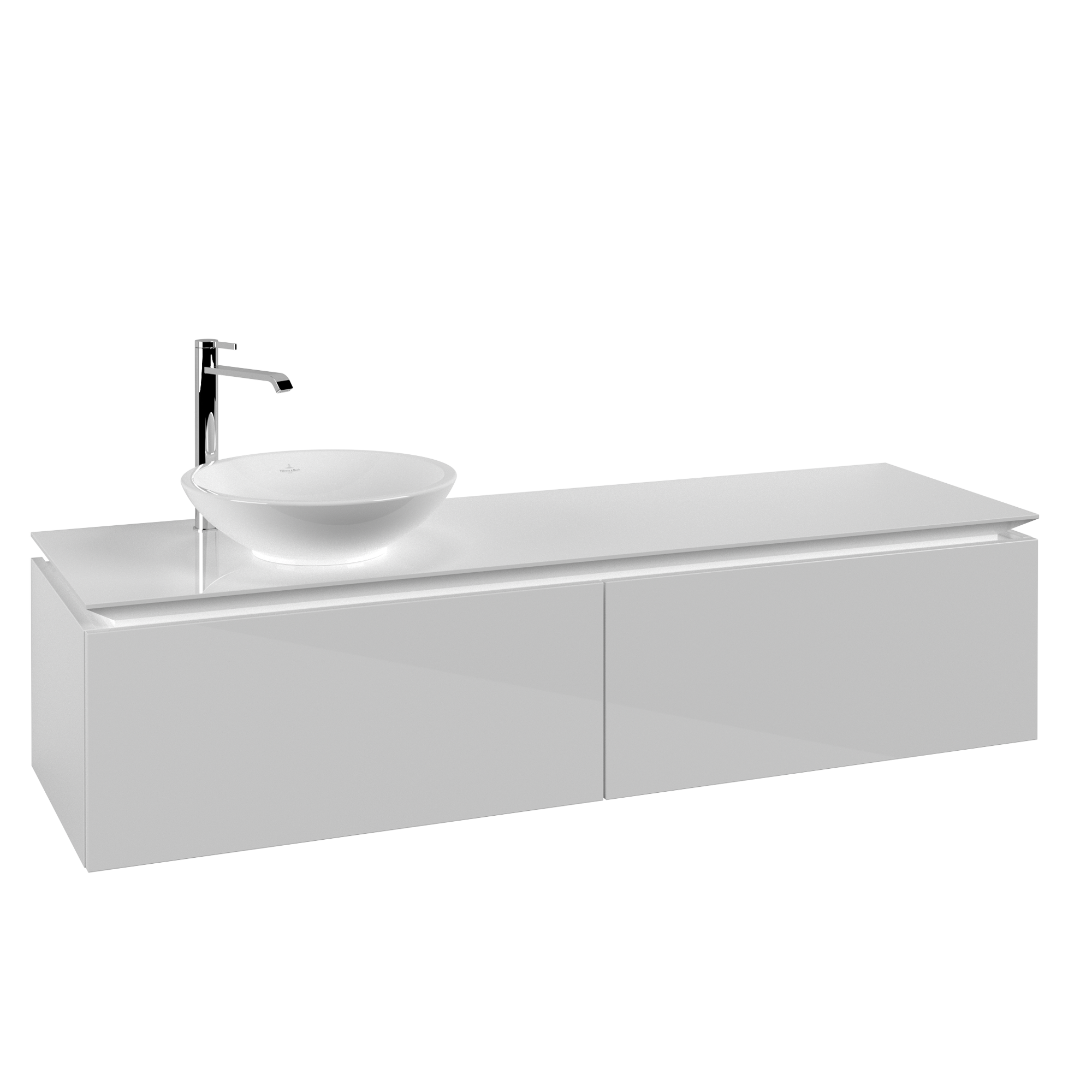 Villeroy & Boch Legato Waschbeckenunterschrank, 2 Auszüge, 1600x380x500mm, Korpus: Glossy White, Front: Glossy White