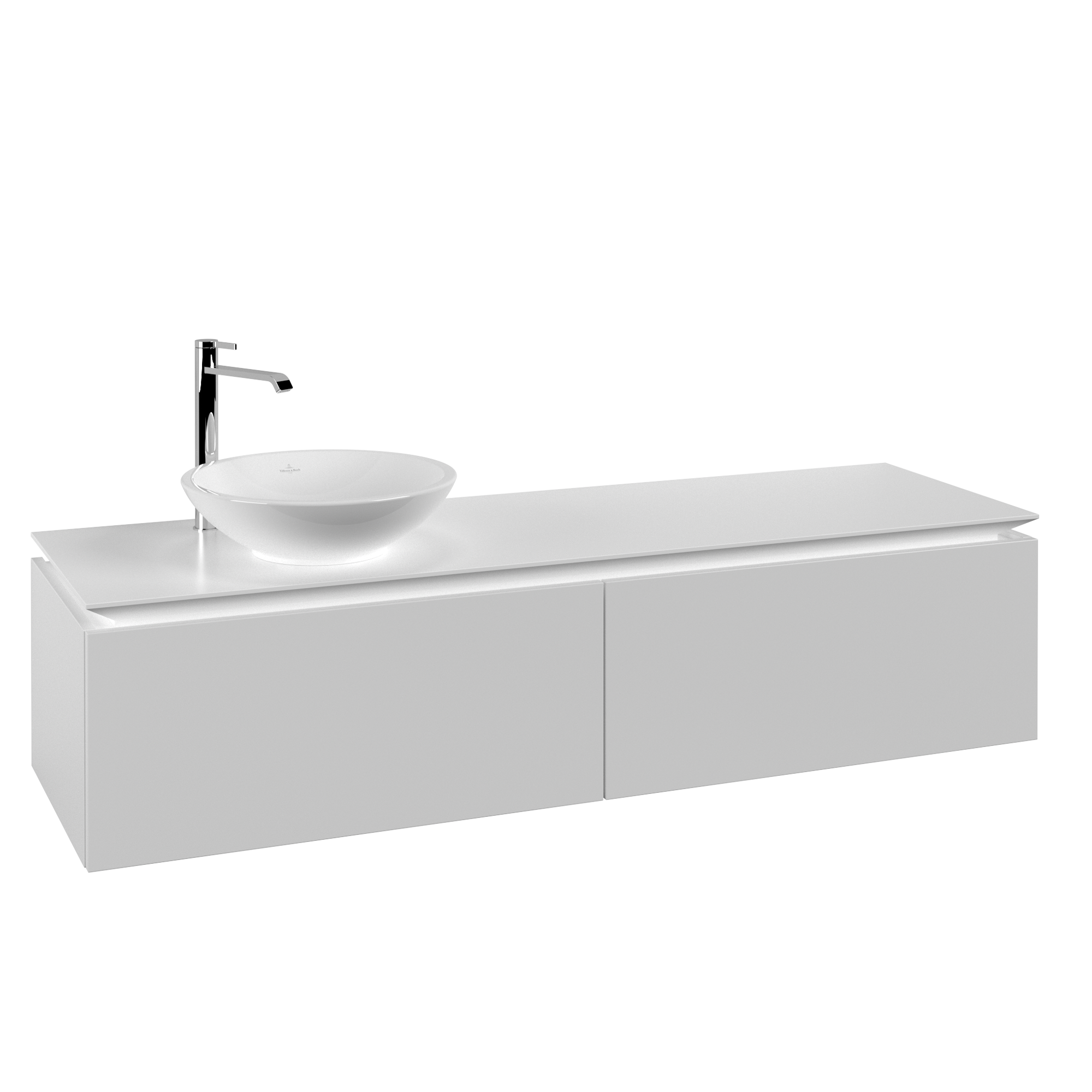 Villeroy & Boch Legato Meuble sous plan, 2 tiroirs sur rails, 1600x380x500mm, Caisson: White Matt, Façade: White Matt