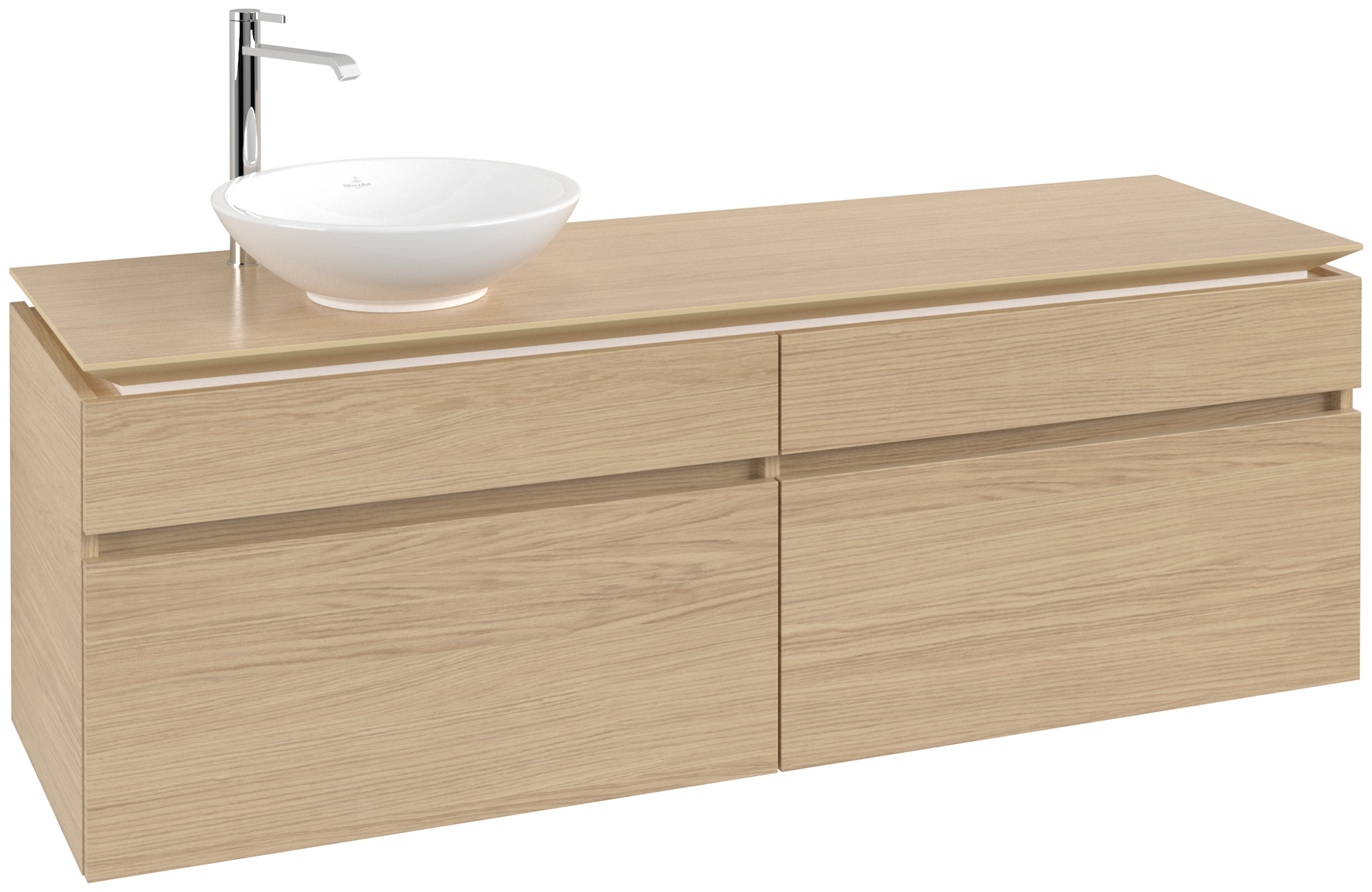 Villeroy & Boch Legato Waschbeckenunterschrank, 4 Auszüge, 1600x550x500mm, Korpus: Nordic Oak, Front: Nordic Oak