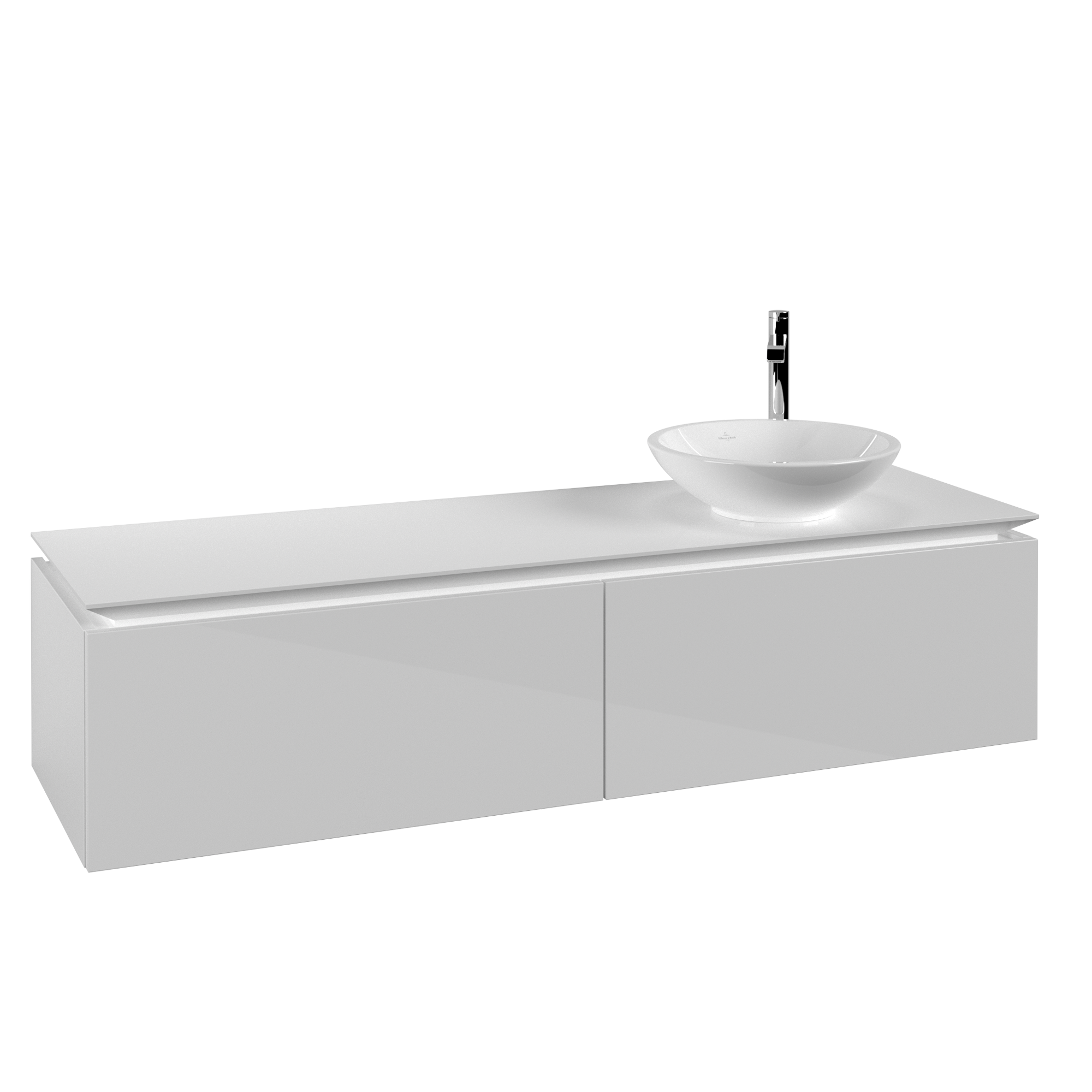 Villeroy & Boch Legato Waschbeckenunterschrank, 2 Auszüge, 1600x380x500mm, Korpus: Glossy White, Front: Glossy White