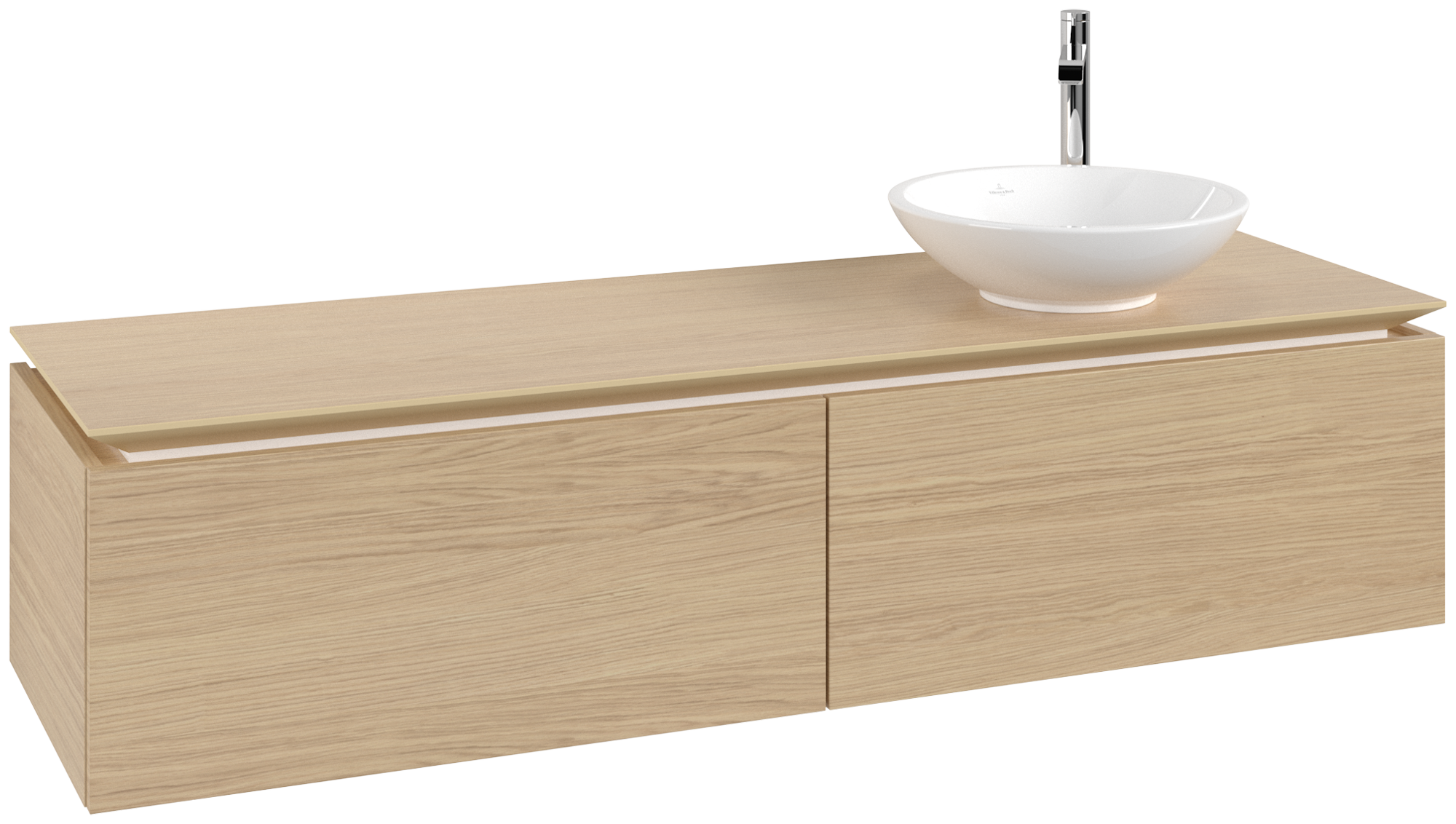 Villeroy & Boch Legato Waschbeckenunterschrank, 2 Auszüge, 1600x380x500mm, Korpus: Nordic Oak, Front: Nordic Oak