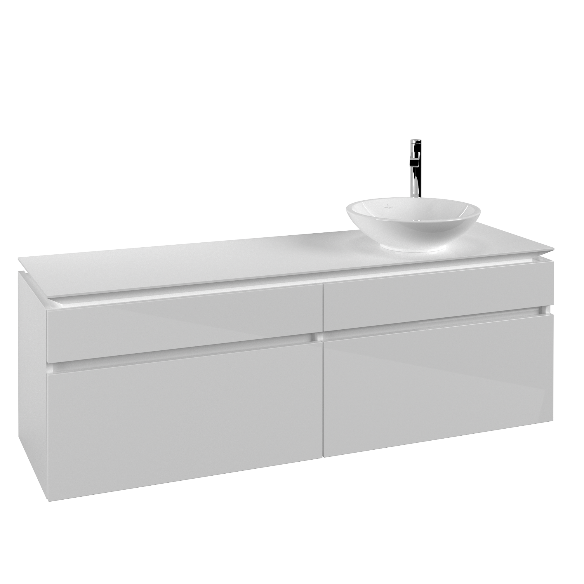 Villeroy & Boch Legato Waschbeckenunterschrank, 4 Auszüge, 1600x550x500mm, Korpus: Glossy White, Front: Glossy White