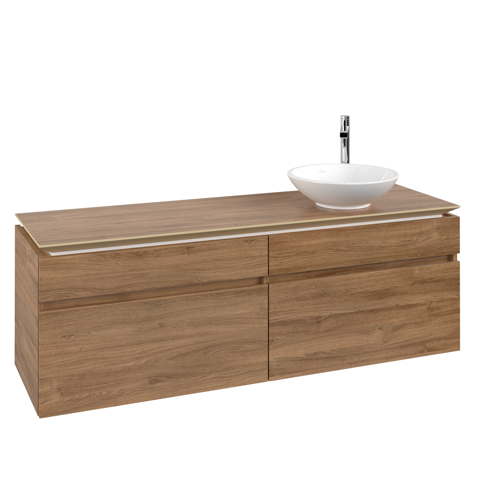 Villeroy & Boch Legato Waschbeckenunterschrank, 4 Auszüge, 1600x550x500mm, Korpus: Kansas Oak, Front: Kansas Oak