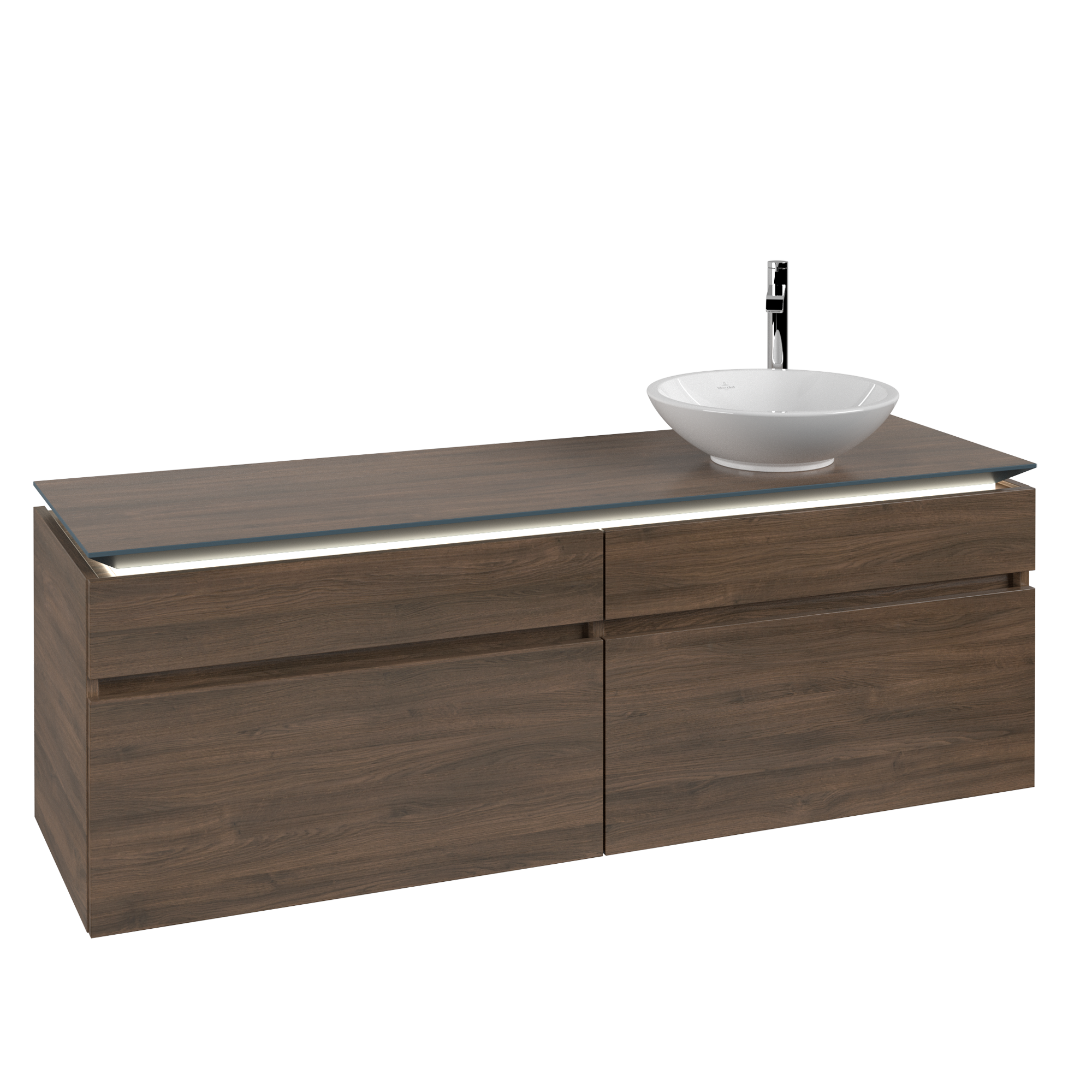 Villeroy & Boch Legato Vanity unit, with lighting, 4 pull-out compartments, 1600x550x500mm, Body: Arizona Oak, Front: Arizona Oak