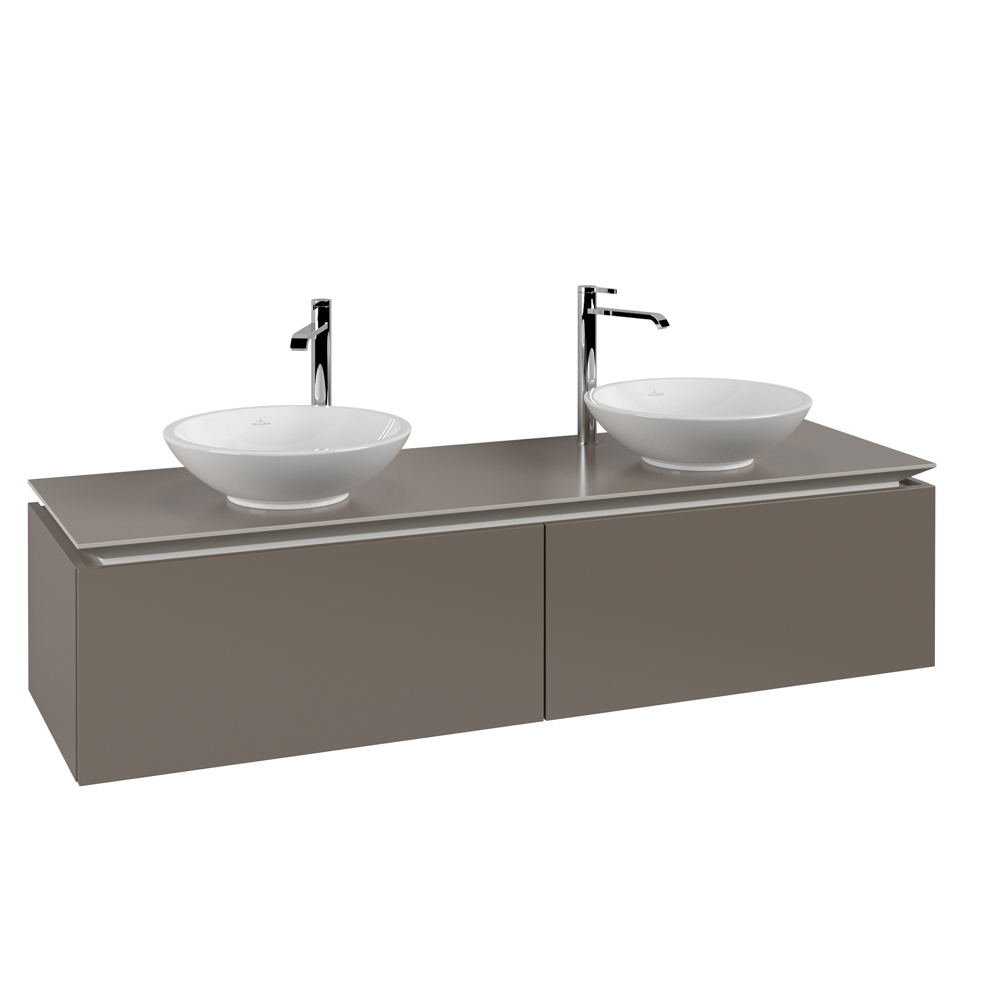Villeroy & Boch Legato Vanity unit, 2 pull-out compartments, 1600x380x500mm, Body: Truffle Grey, Front: Truffle Grey