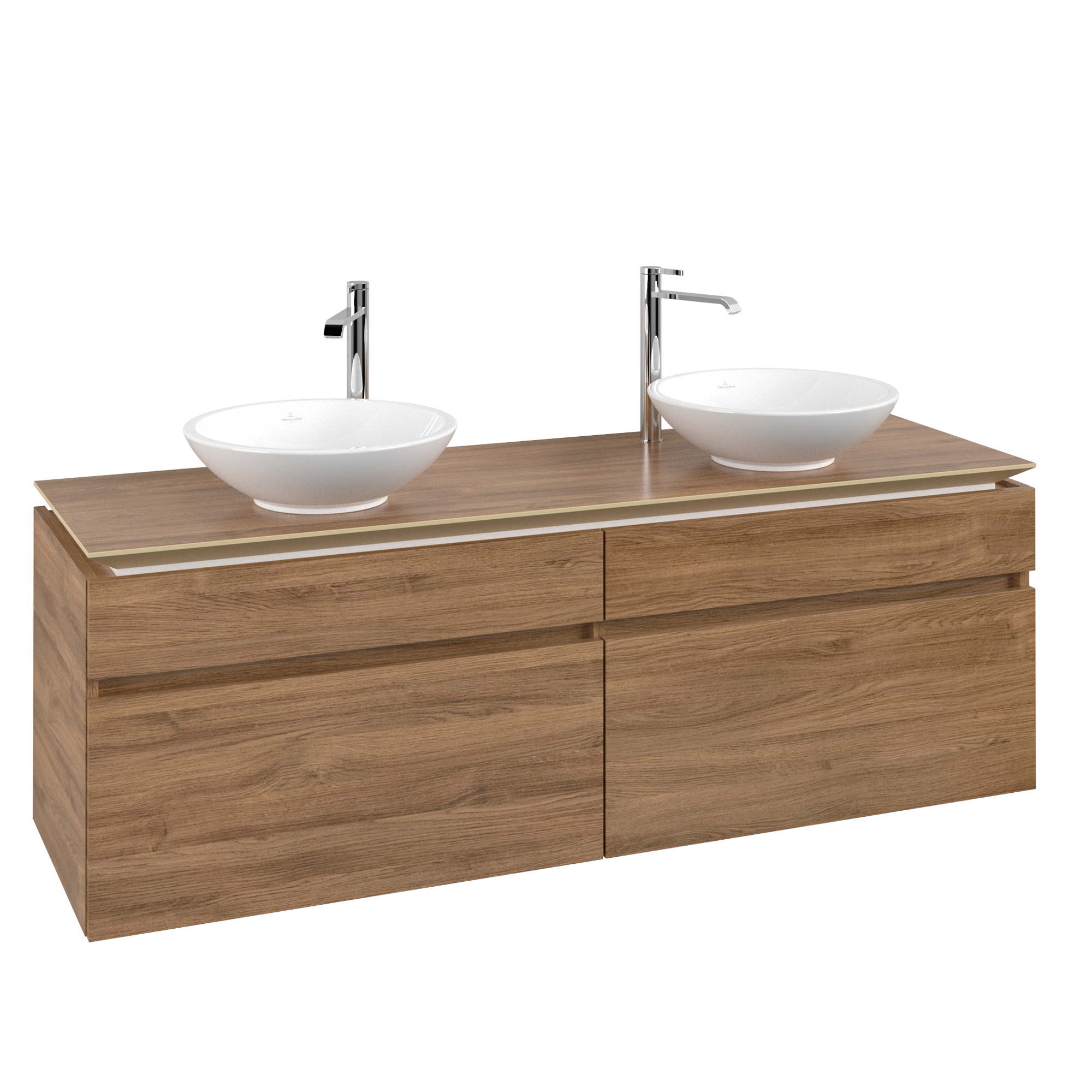 Villeroy & Boch Legato Waschbeckenunterschrank, 4 Auszüge, 1600x550x500mm, Korpus: Kansas Oak, Front: Kansas Oak