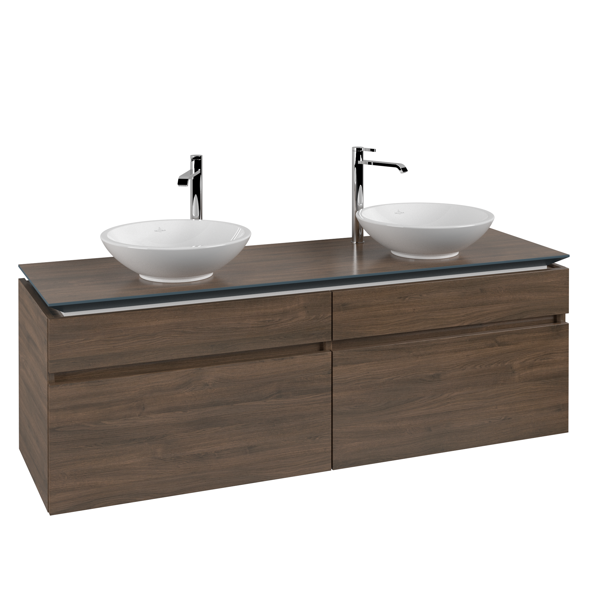 Villeroy & Boch Legato Wastafelonderkast, 4 uittrekladen, 1600x550x500mm, Corpus: Arizona Oak, Front: Arizona Oak