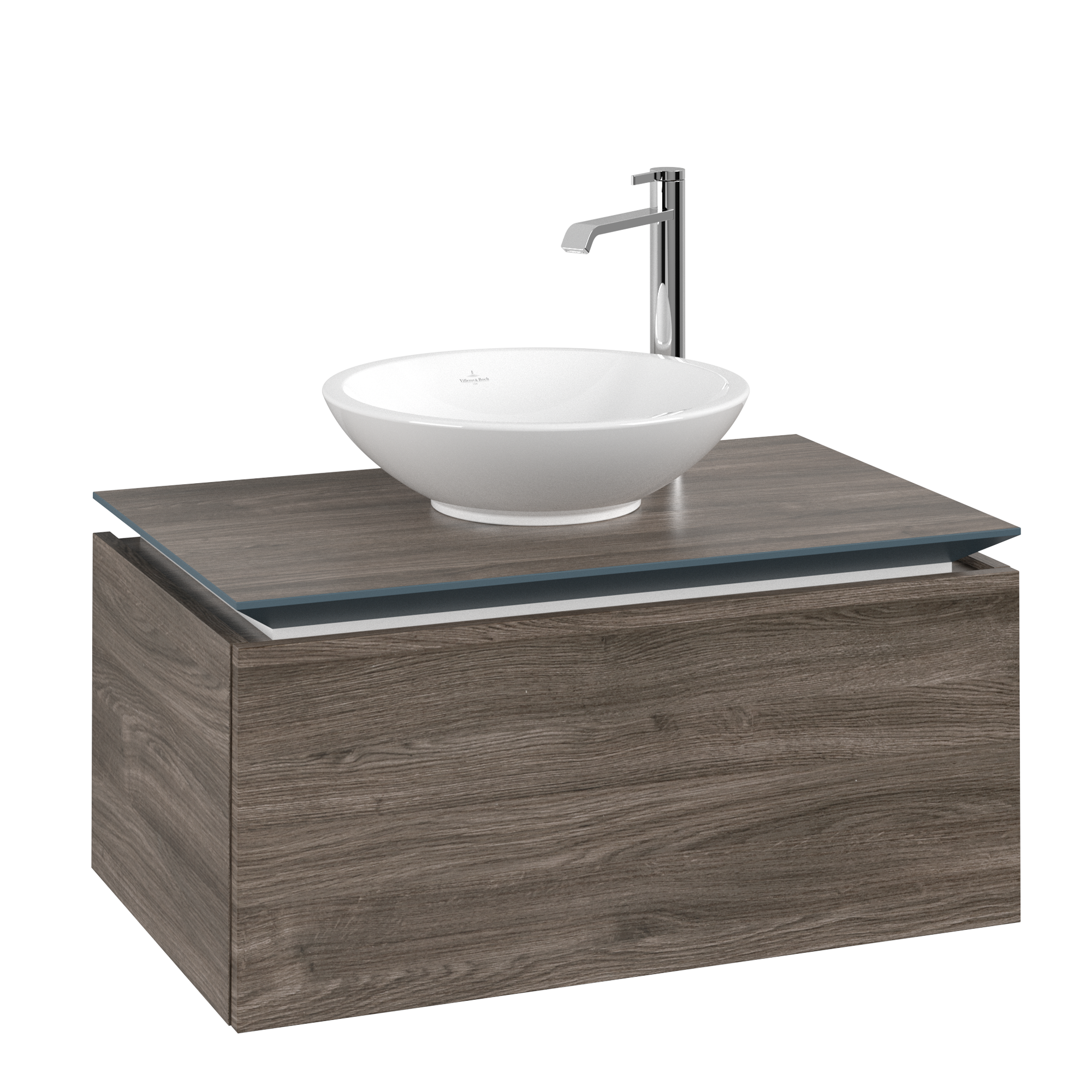 Villeroy & Boch Legato Meuble sous plan, 1 tiroir sur rails, 800x380x500mm, Caisson: Stone Oak, Façade: Stone Oak