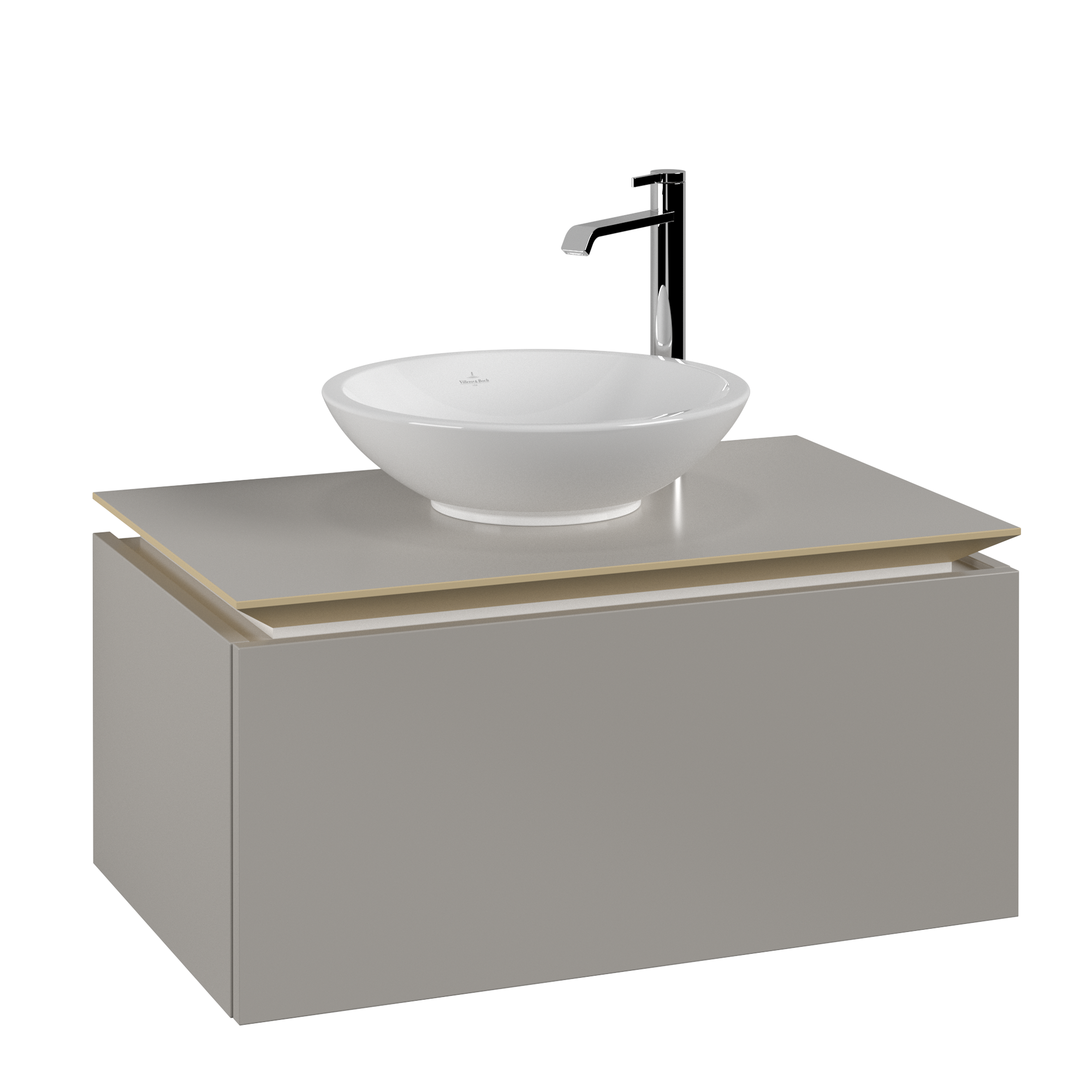 Villeroy & Boch Legato Waschbeckenunterschrank, 1 Auszug, 800x380x500mm, Korpus: Soft Grey, Front: Soft Grey