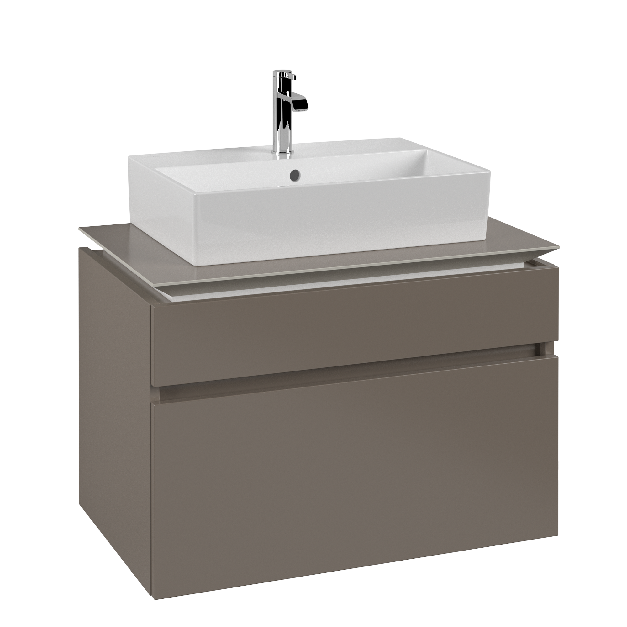 Villeroy & Boch Legato Meuble sous plan, 2 tiroirs sur rails, 800x550x500mm, Caisson: Truffle Grey, Façade: Truffle Grey