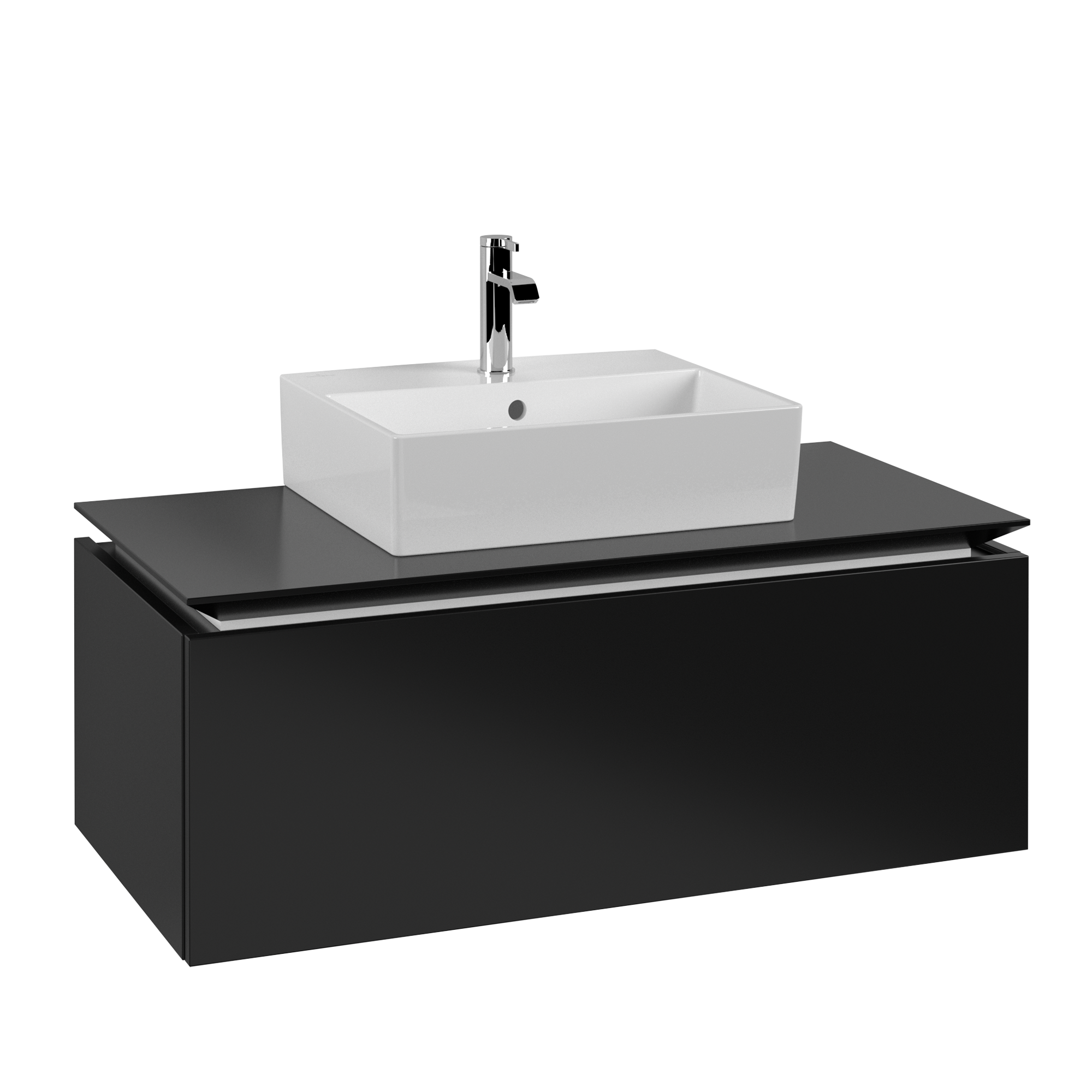 Villeroy & Boch Legato Waschbeckenunterschrank, 1 Auszug, 1000x380x500mm, Korpus: Black Matt Lacquer, Front: Black Matt Lacquer