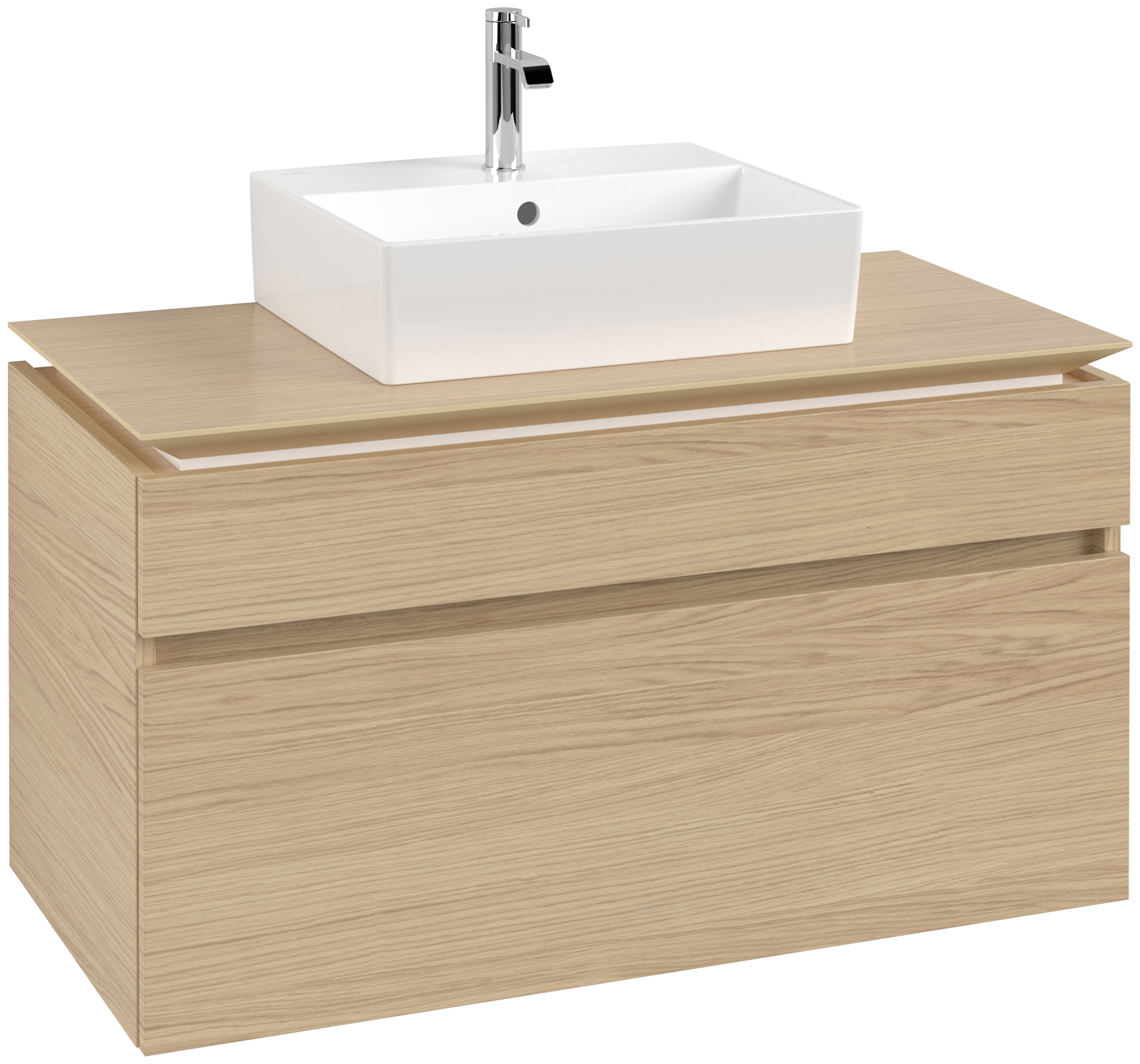 Villeroy & Boch Legato Meuble sous plan, 2 tiroirs sur rails, 1000x550x500mm, Caisson: Nordic Oak, Façade: Nordic Oak