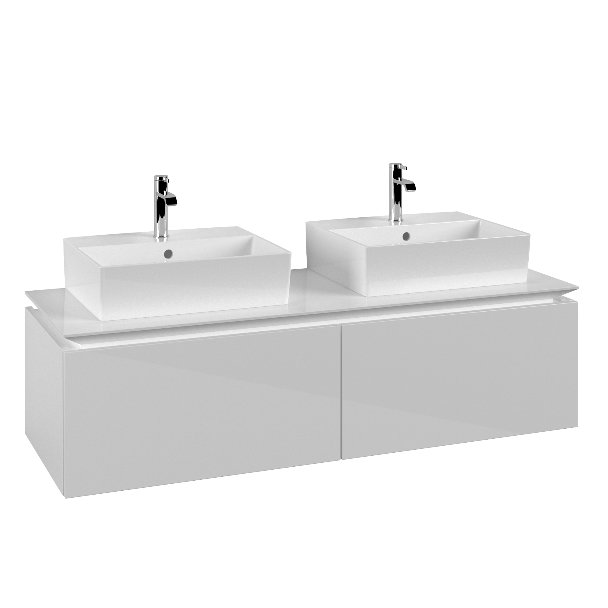 Villeroy & Boch Legato Waschbeckenunterschrank, 2 Auszüge, 1400x380x500mm, Korpus: Glossy White, Front: Glossy White