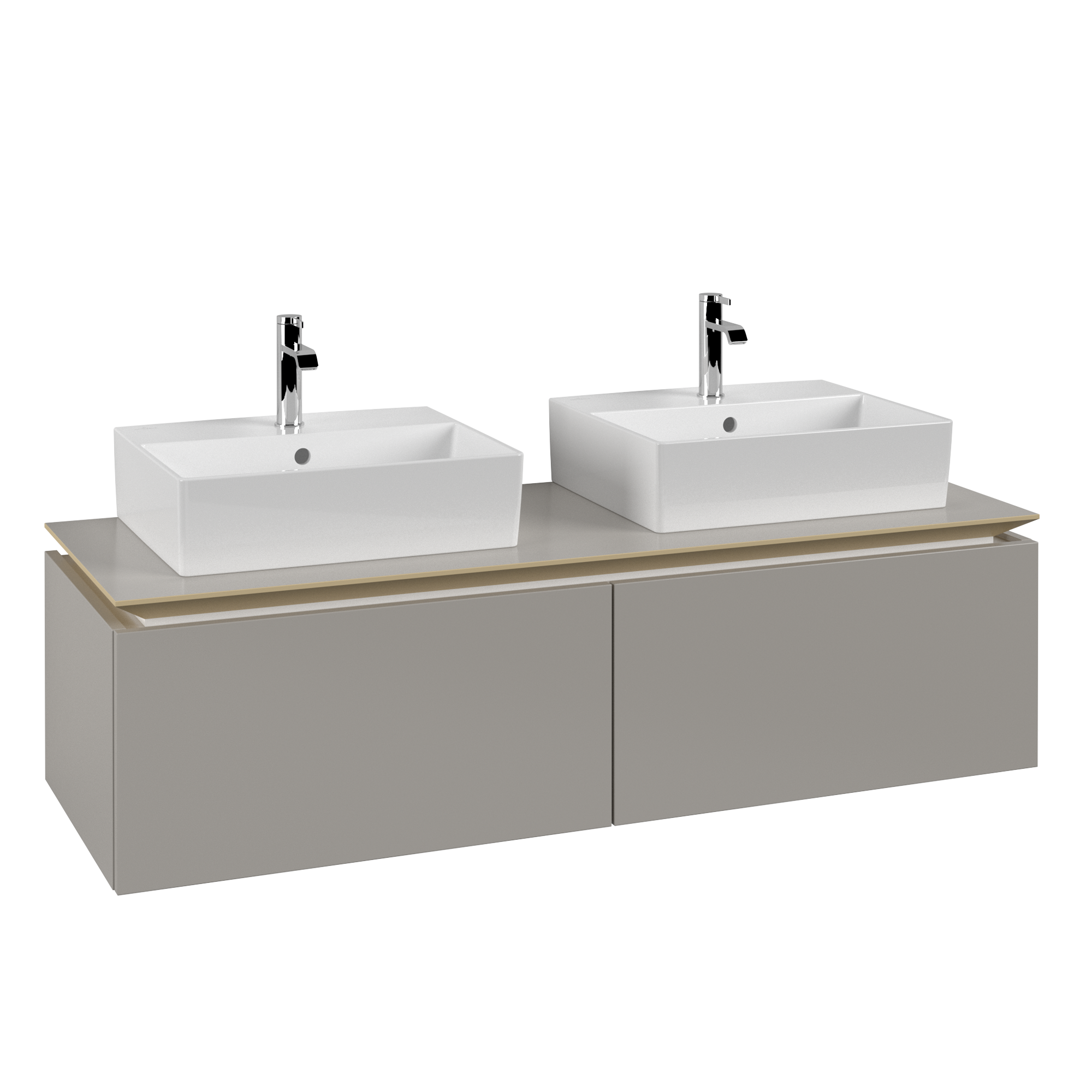 Villeroy & Boch Legato Meuble sous plan, 2 tiroirs sur rails, 1400x380x500mm, Caisson: Soft Grey, Façade: Soft Grey