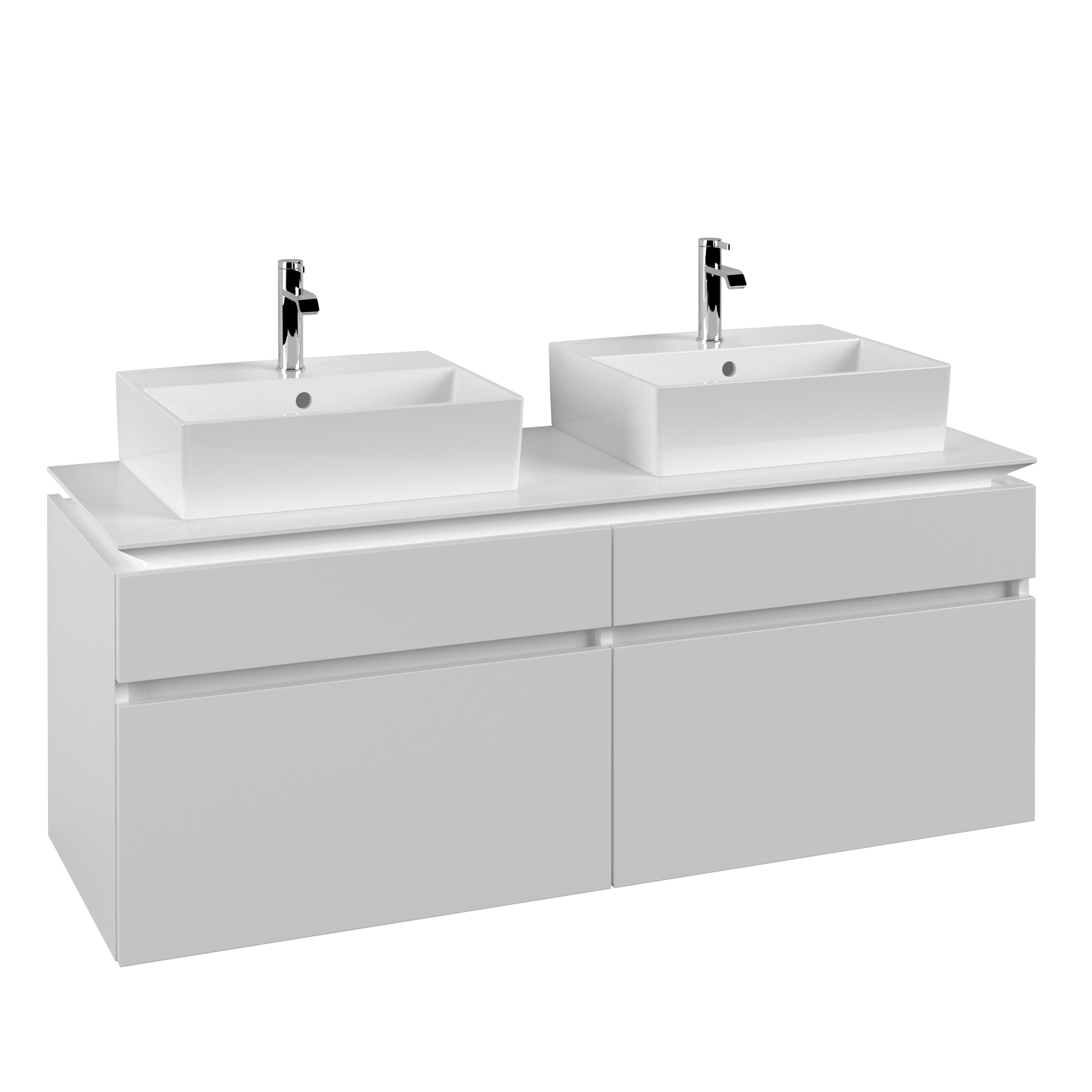 Villeroy & Boch Legato Waschbeckenunterschrank, 4 Auszüge, 1400x550x500mm, Korpus: White Matt, Front: White Matt